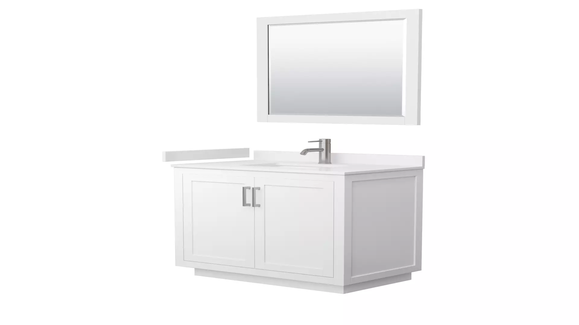 Miranda 36 Inch Single Bathroom Vanity in White, White Cultured Marble Countertop, Undermount Square Sink, Brushed Nickel Trim, 34 Inch Mirror material