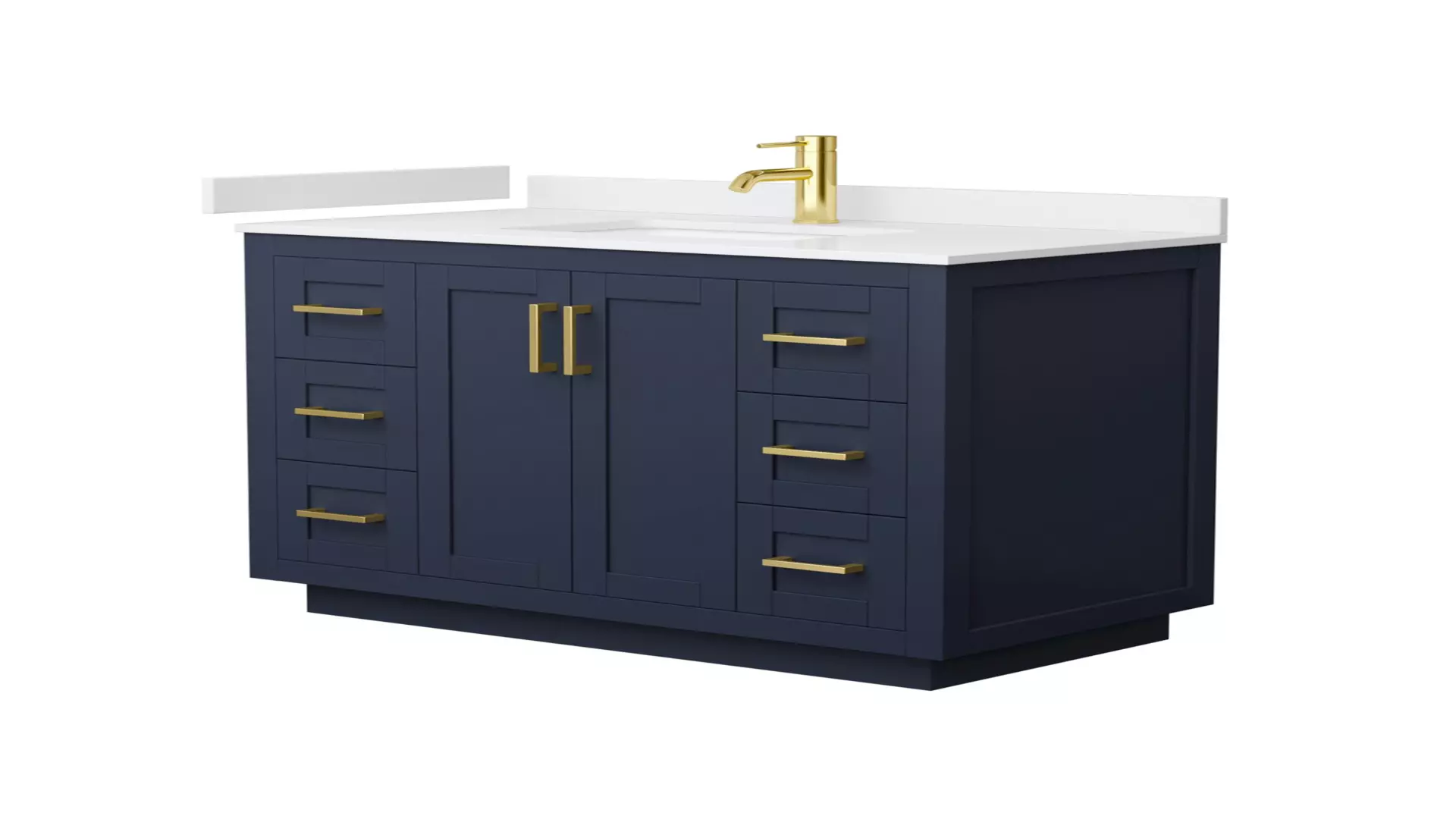 Miranda 42 Inch Single Bathroom Vanity in Dark Blue, White Cultured Marble Countertop, Undermount Square Sink, Brushed Gold Trim material