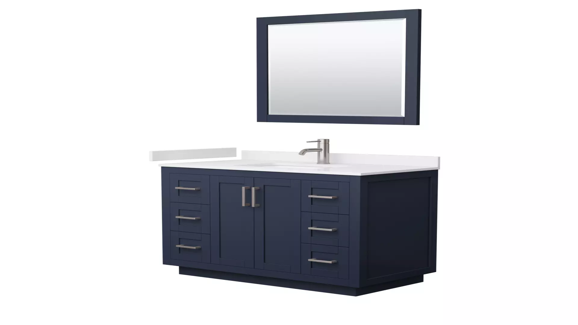 Miranda 42 Inch Single Bathroom Vanity in Dark Blue, White Cultured Marble Countertop, Undermount Square Sink, Brushed Nickel Trim, 34 Inch Mirror material