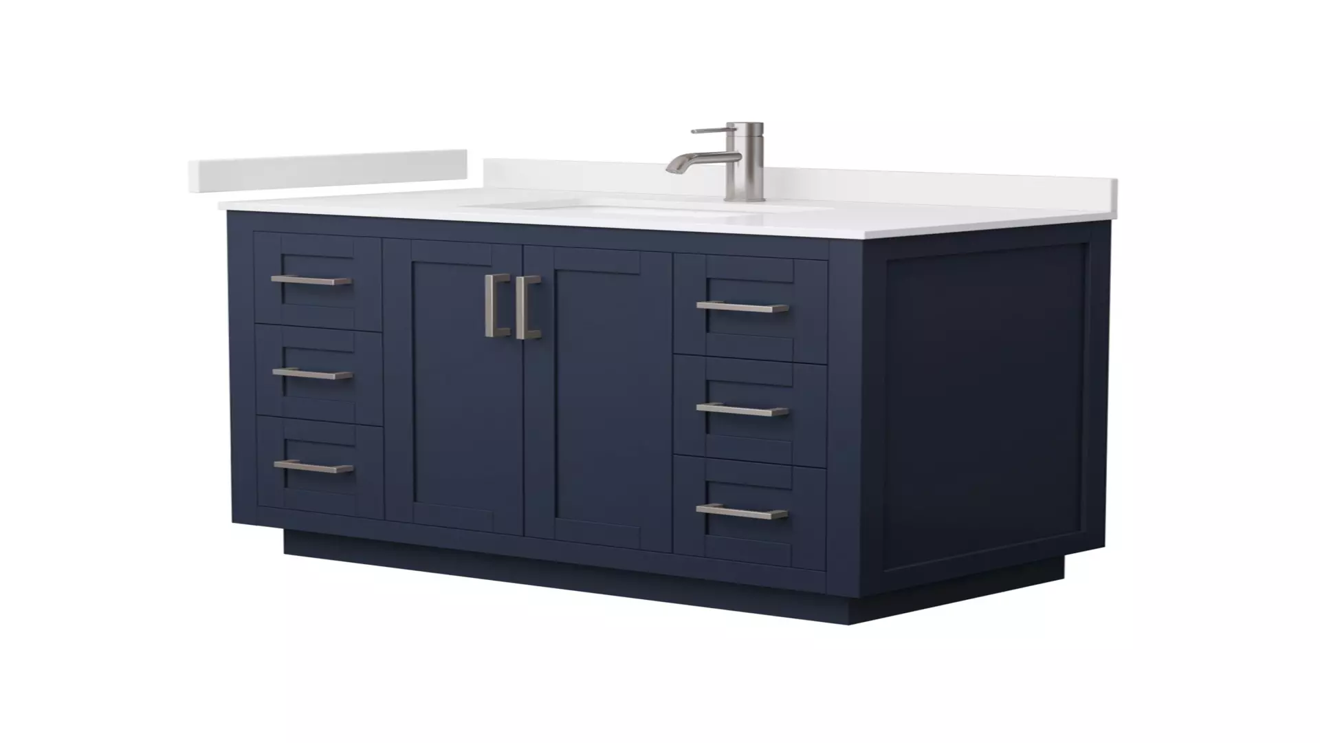 Miranda 42 Inch Single Bathroom Vanity in Dark Blue, White Cultured Marble Countertop, Undermount Square Sink, Brushed Nickel Trim material