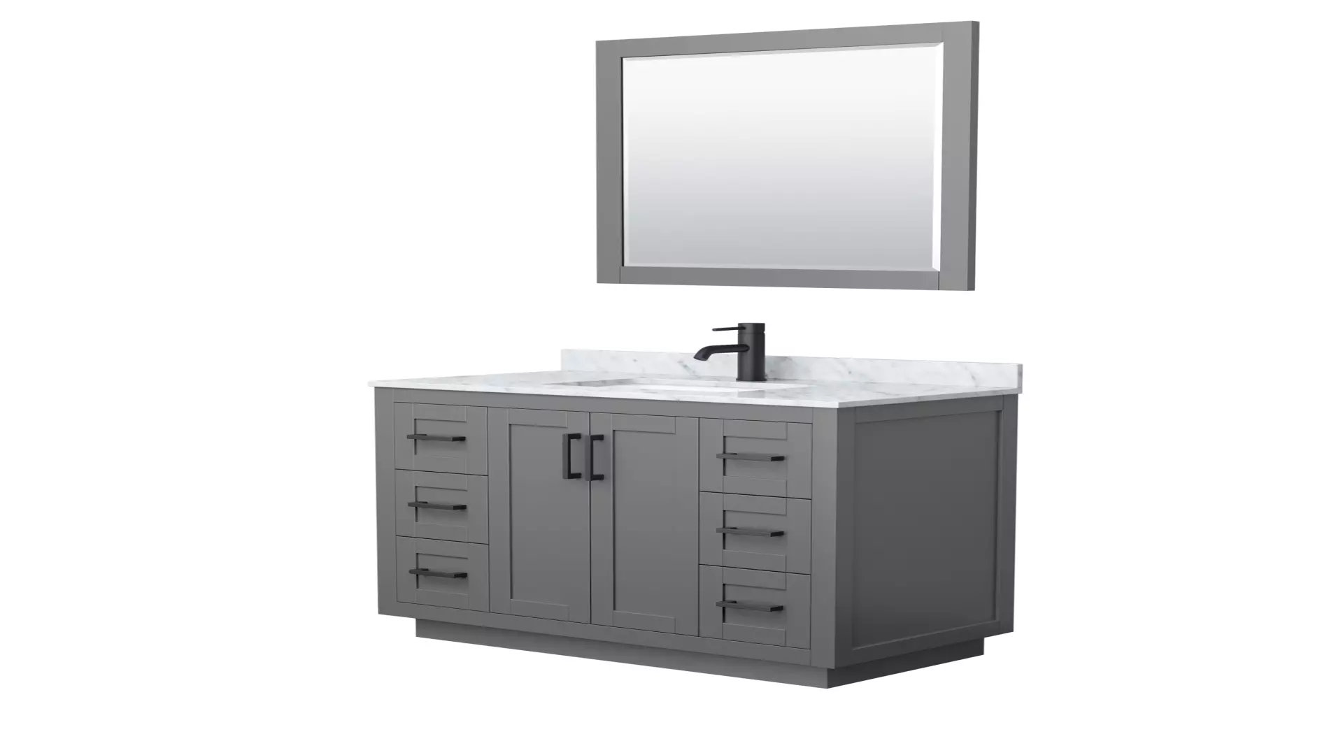 Miranda 42 Inch Single Bathroom Vanity in Dark Gray, White Carrara Marble Countertop, Undermount Square Sink, Matte Black Trim, 34 Inch Mirror material