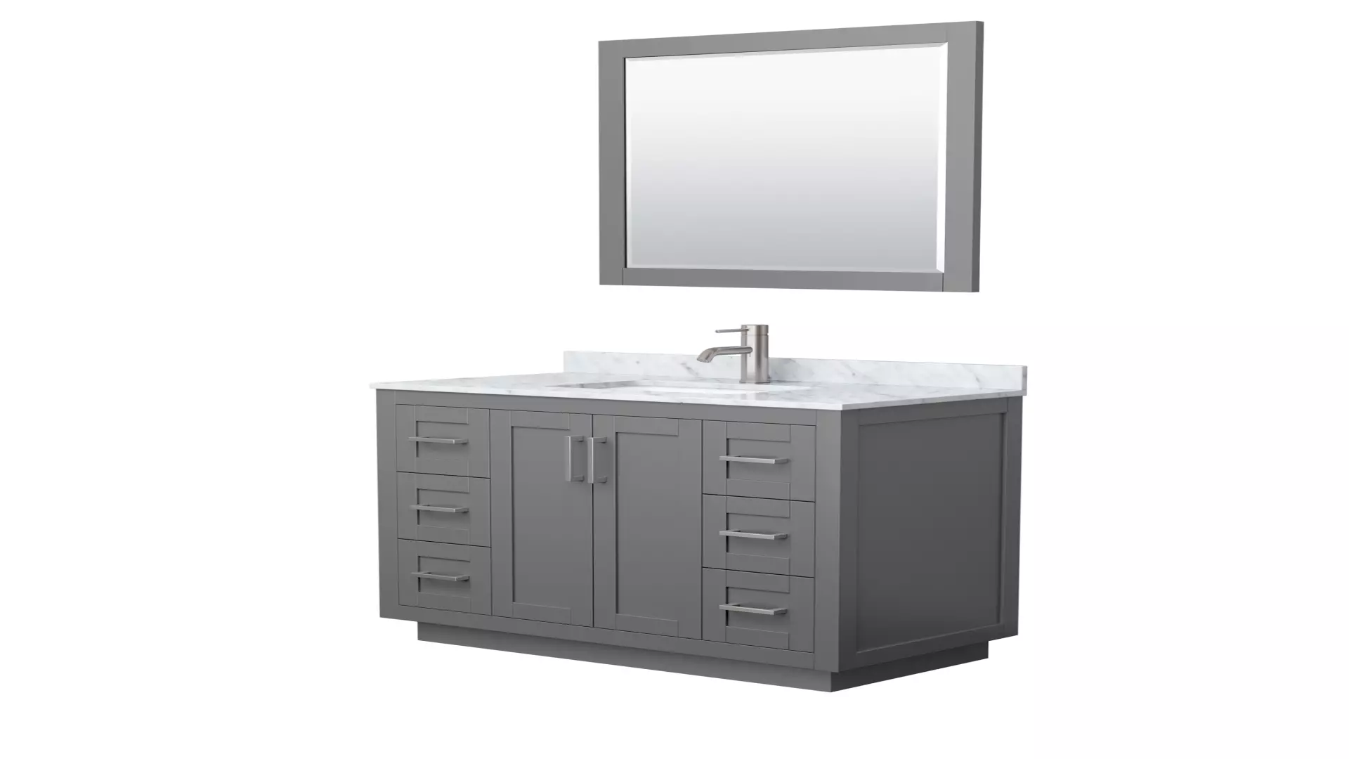 Miranda 42 Inch Single Bathroom Vanity in Dark Gray, White Carrara Marble Countertop, Undermount Square Sink, Brushed Nickel Trim, 34 Inch Mirror material