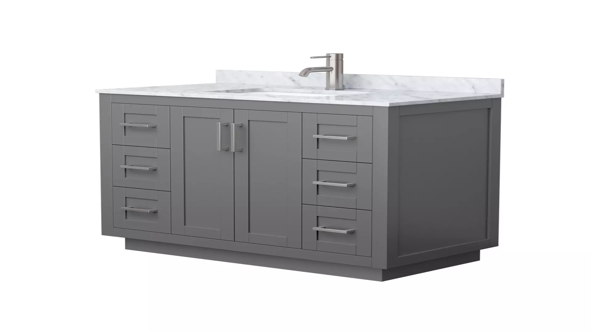 Miranda 42 Inch Single Bathroom Vanity in Dark Gray, White Carrara Marble Countertop, Undermount Square Sink, Brushed Nickel Trim material