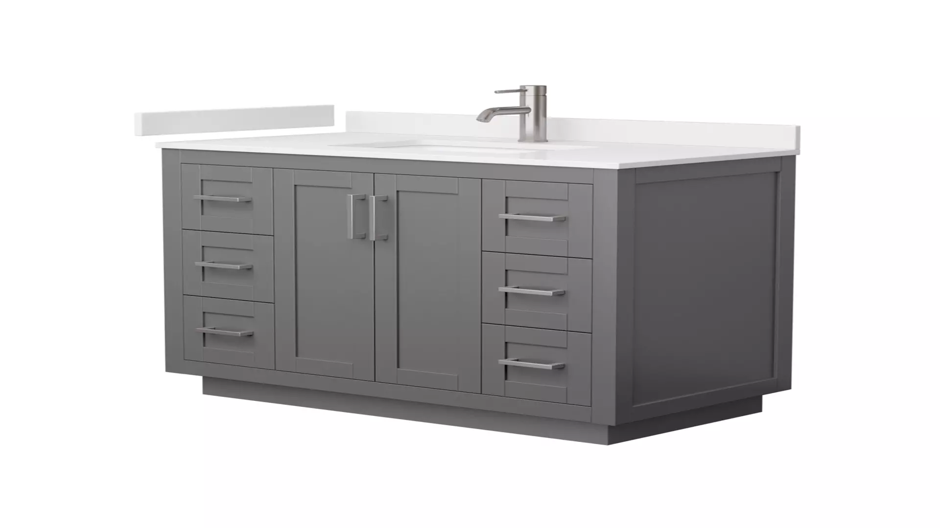 Miranda 42 Inch Single Bathroom Vanity in Dark Gray, White Cultured Marble Countertop, Undermount Square Sink, Brushed Nickel Trim material