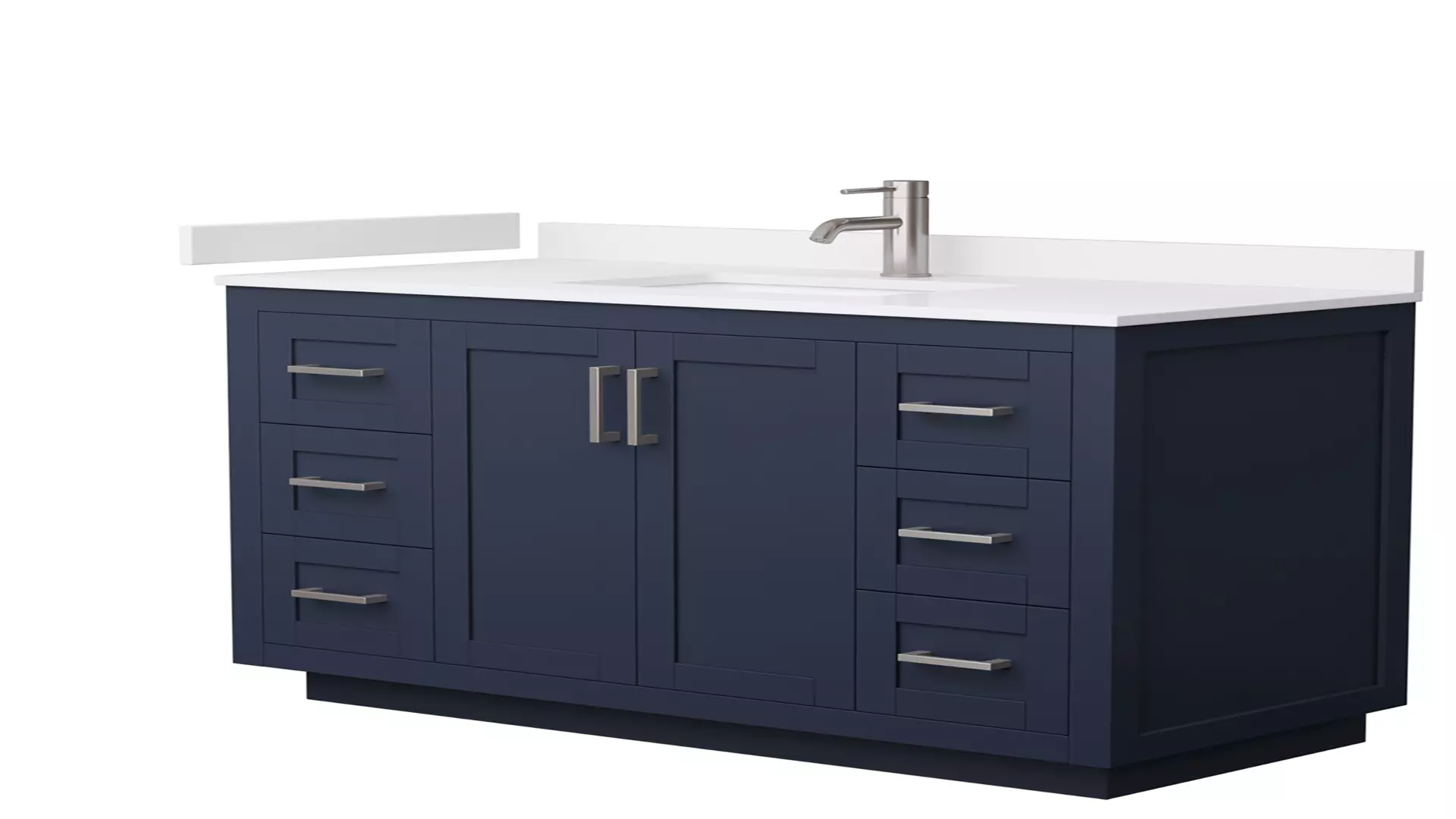 Miranda 48 Inch Single Bathroom Vanity in Dark Blue, White Cultured Marble Countertop, Undermount Square Sink, Brushed Nickel Trim material