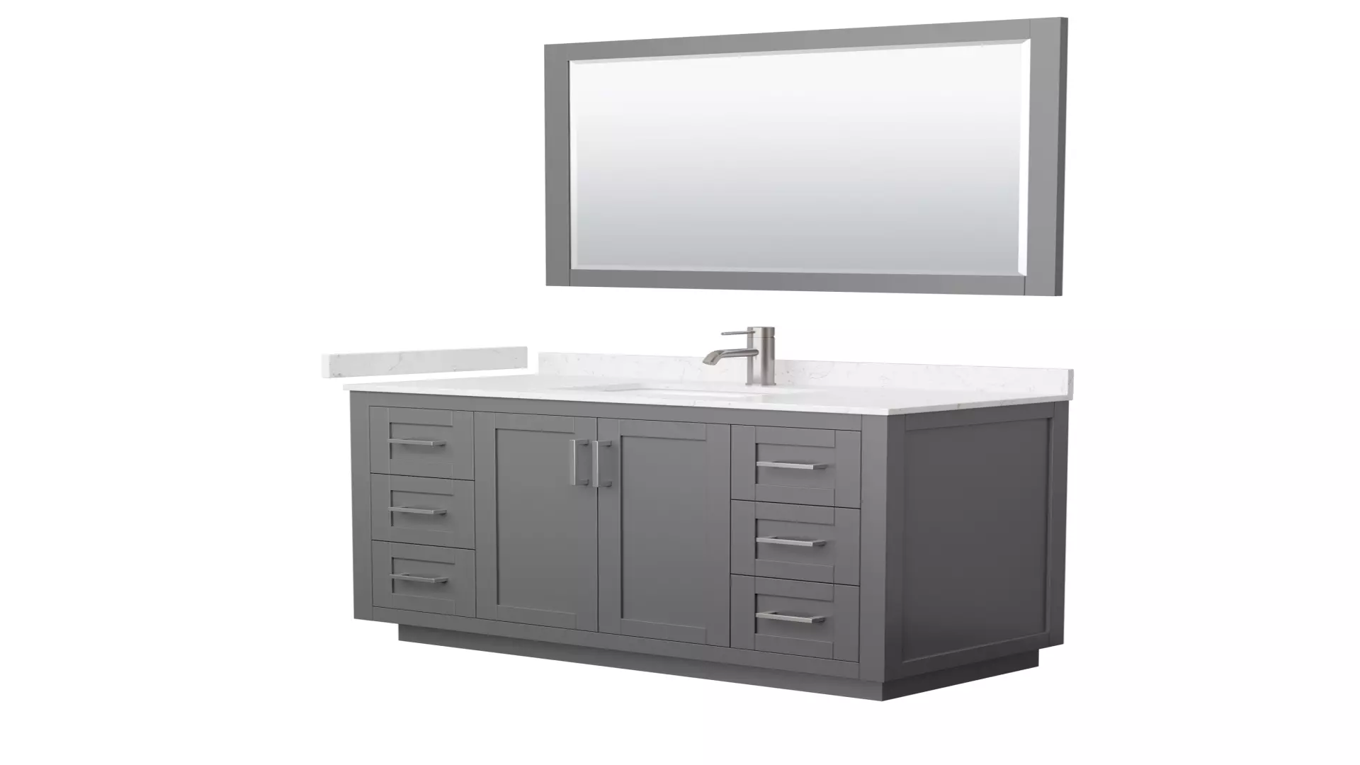 Miranda 48 Inch Single Bathroom Vanity in Dark Gray, Carrara Cultured Marble Countertop, Undermount Square Sink, Brushed Nickel Trim, 46 Inch Mirror material