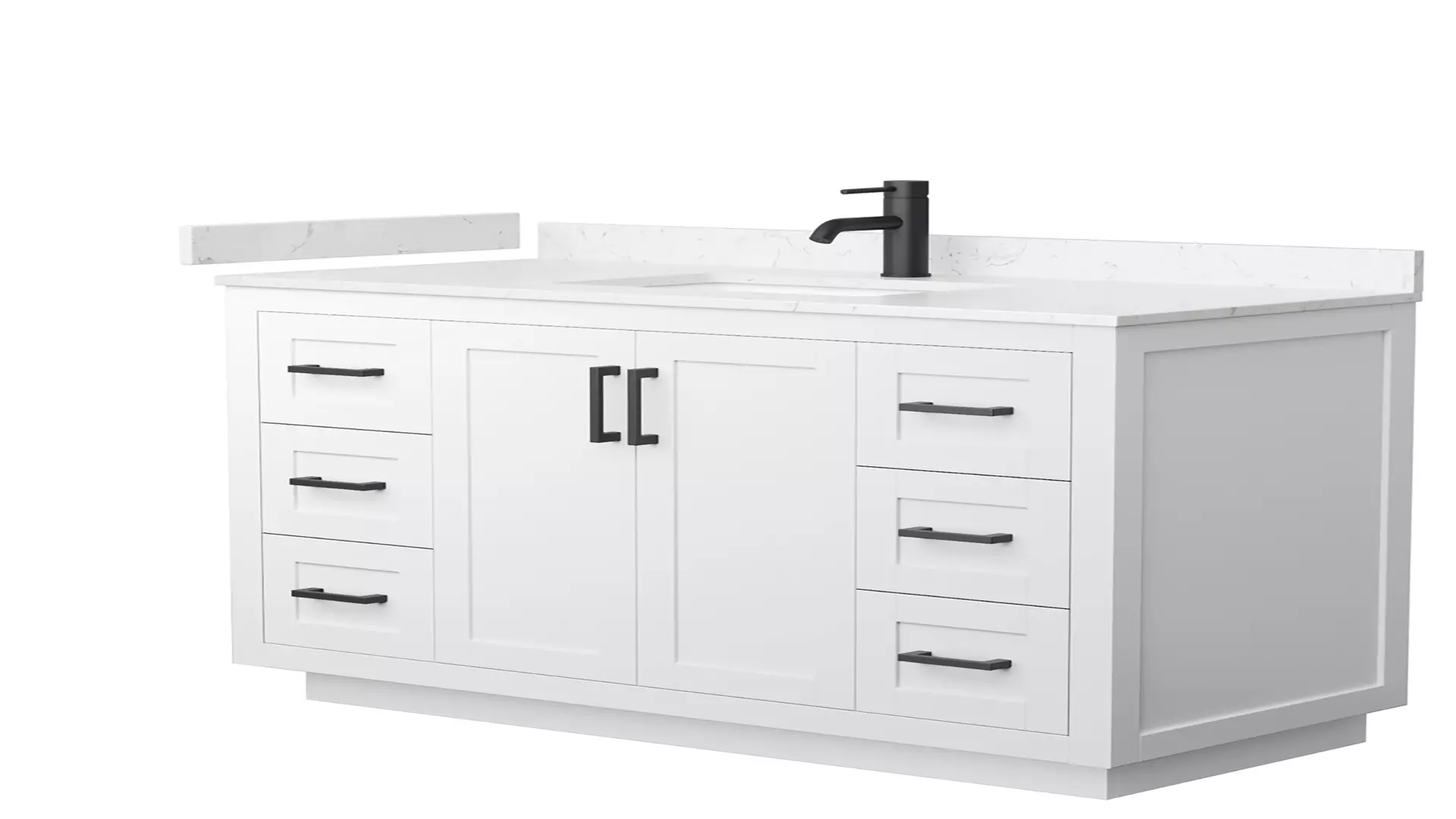 Miranda 48 Inch Single Bathroom Vanity in White, Carrara Cultured Marble Countertop, Undermount Square Sink, Matte Black Trim material