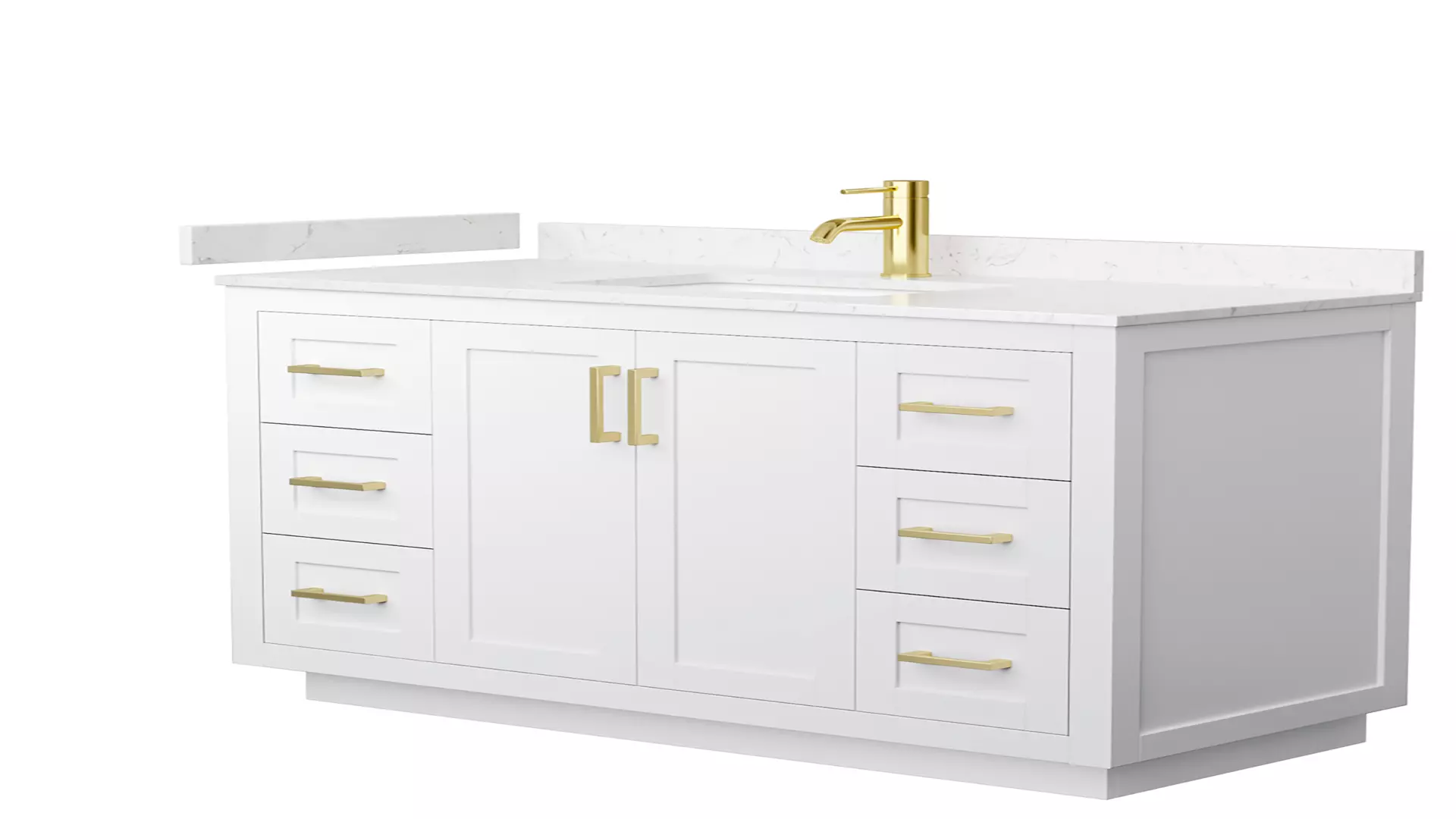 Miranda 48 Inch Single Bathroom Vanity in White, Carrara Cultured Marble Countertop, Undermount Square Sink, Brushed Gold Trim material