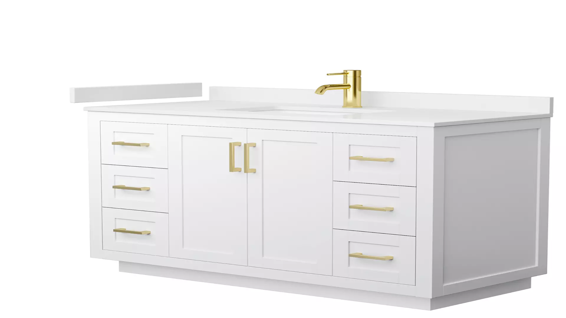 Miranda 48 Inch Single Bathroom Vanity in White, White Cultured Marble Countertop, Undermount Square Sink, Brushed Gold Trim material