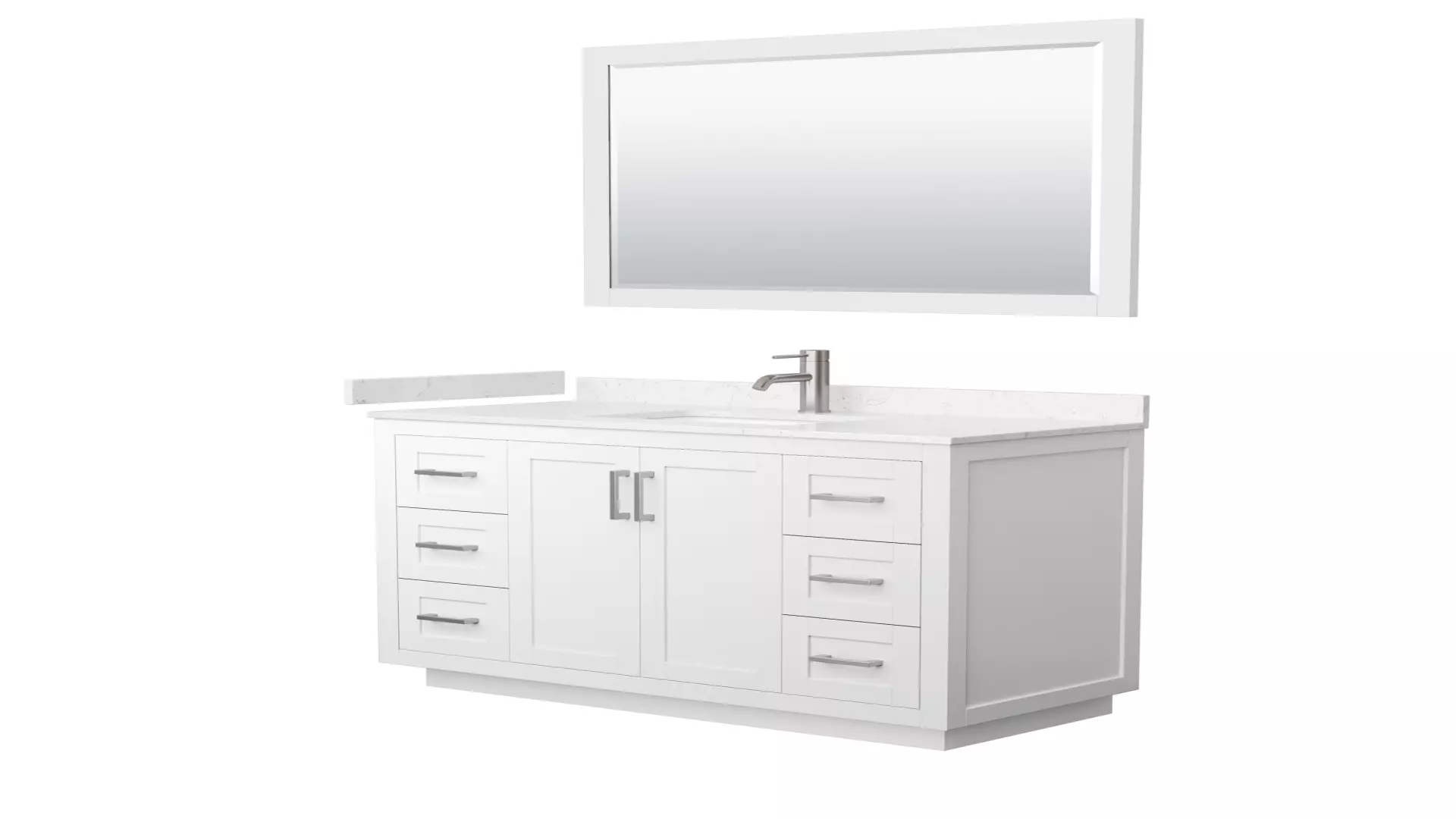 Miranda 48 Inch Single Bathroom Vanity in White, Carrara Cultured Marble Countertop, Undermount Square Sink, Brushed Nickel Trim, 46 Inch Mirror material