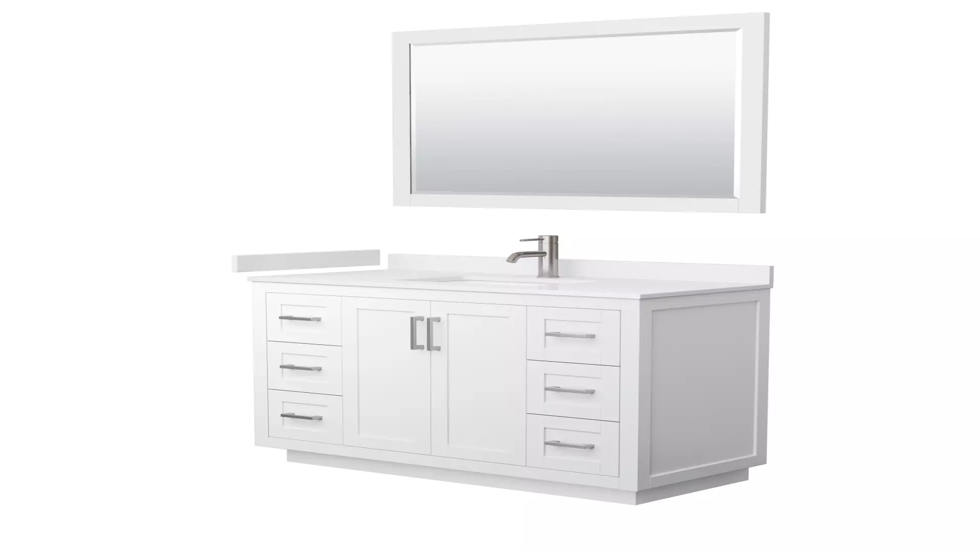 Miranda 48 Inch Single Bathroom Vanity in White, White Cultured Marble Countertop, Undermount Square Sink, Brushed Nickel Trim, 46 Inch Mirror material