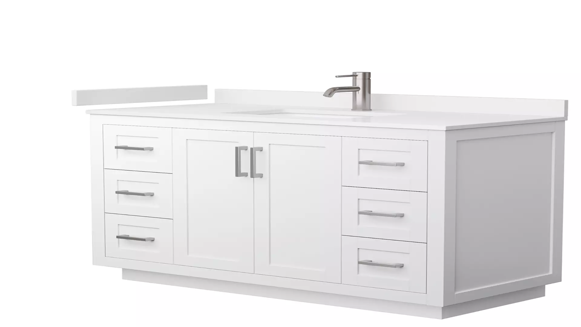 Miranda 48 Inch Single Bathroom Vanity in White, White Cultured Marble Countertop, Undermount Square Sink, Brushed Nickel Trim material