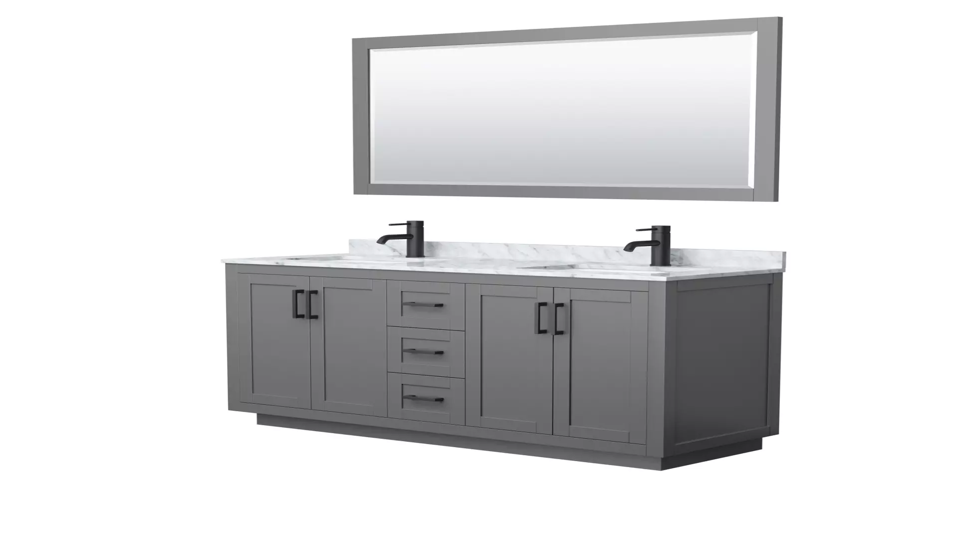 Miranda 60 Inch Double Bathroom Vanity in Dark Gray, White Carrara Marble Countertop, Undermount Square Sinks, Matte Black Trim, 58 Inch Mirror material