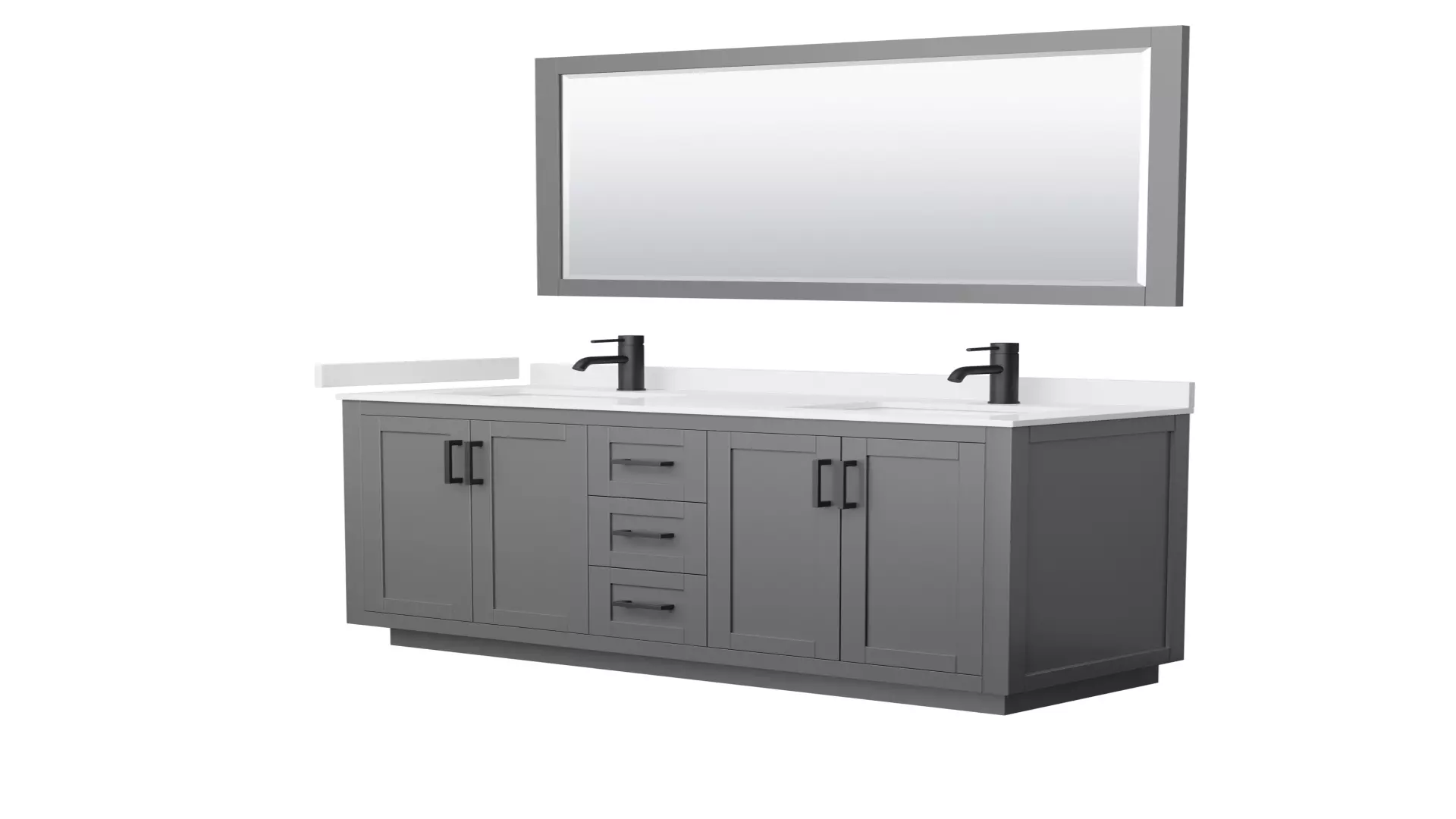 Miranda 60 Inch Double Bathroom Vanity in Dark Gray, White Cultured Marble Countertop, Undermount Square Sinks, Matte Black Trim, 58 Inch Mirror material