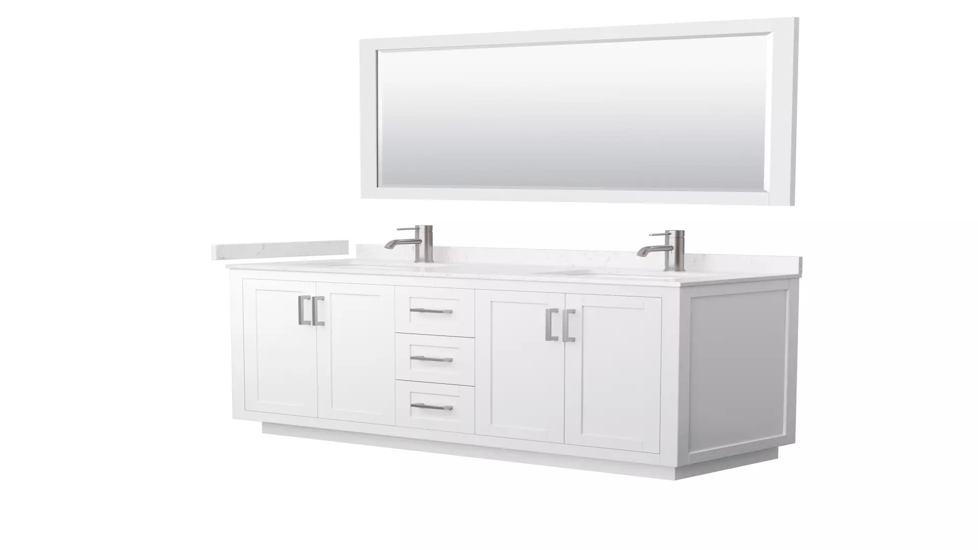 Miranda 60 Inch Double Bathroom Vanity in White, Carrara Cultured Marble Countertop, Undermount Square Sinks, Brushed Nickel Trim, 58 Inch Mirror material