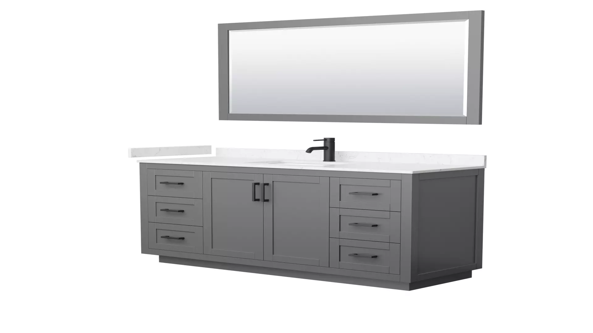 Miranda 60 Inch Single Bathroom Vanity in Dark Gray, Carrara Cultured Marble Countertop, Undermount Square Sink, Matte Black Trim, 58 Inch Mirror material