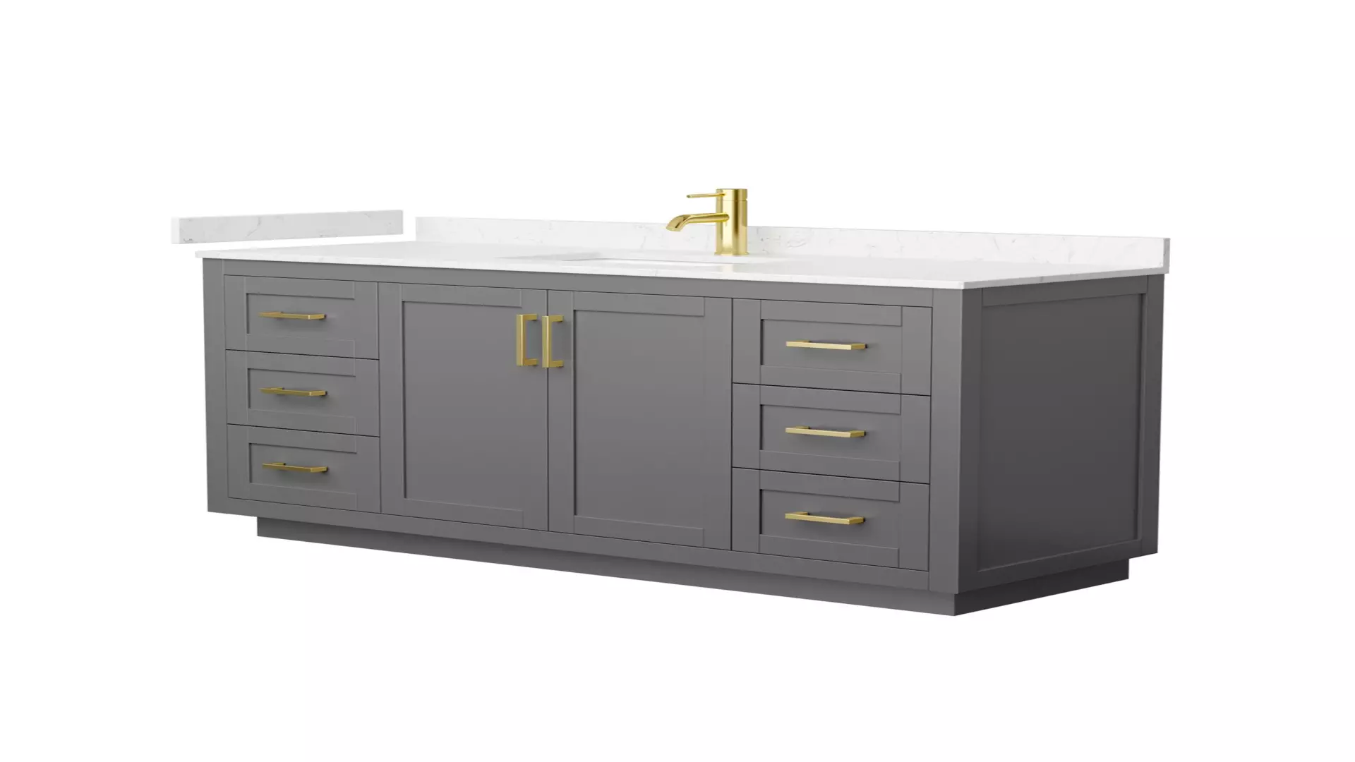 Miranda 60 Inch Single Bathroom Vanity in Dark Gray, Carrara Cultured Marble Countertop, Undermount Square Sink, Brushed Gold Trim material