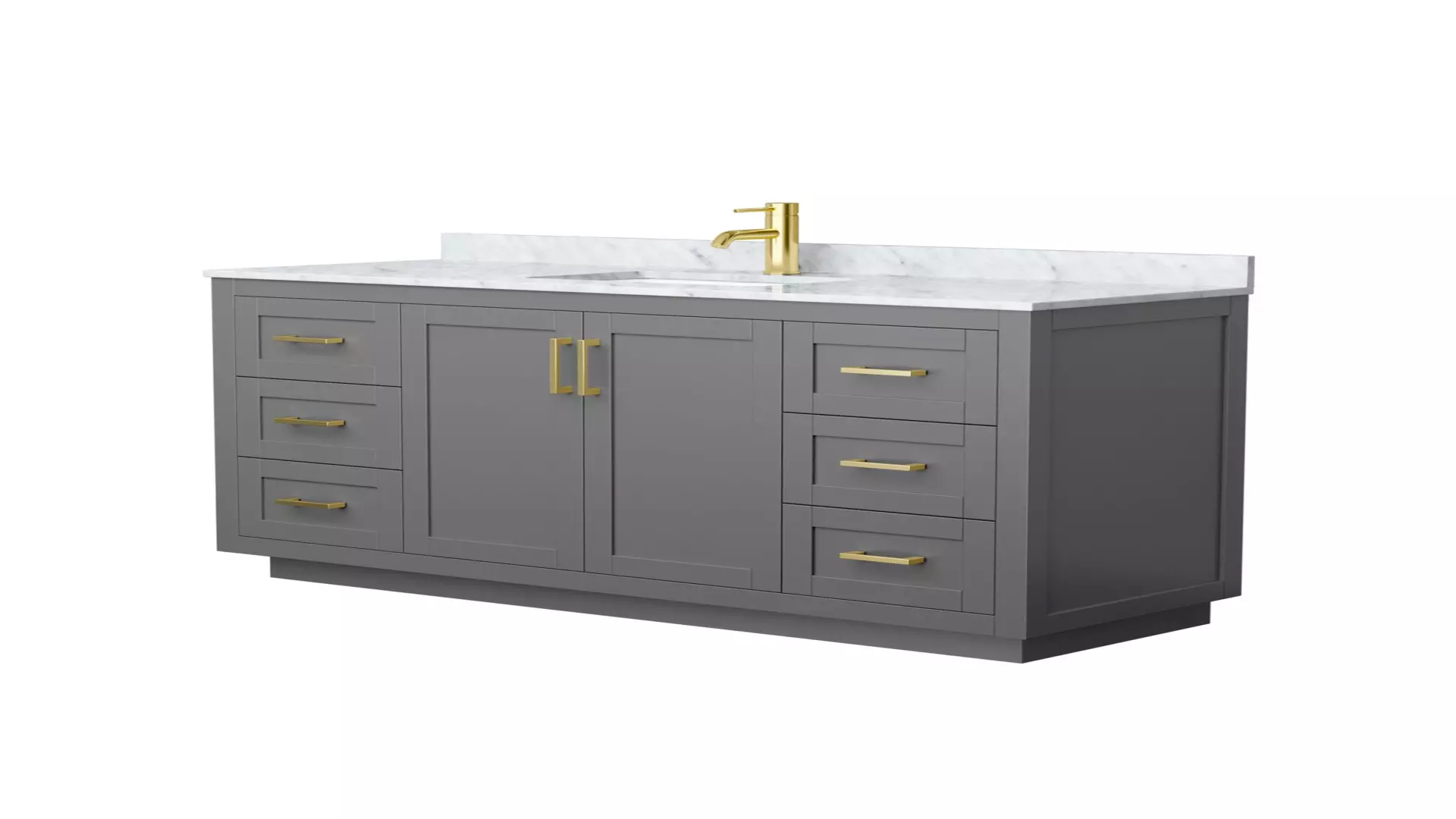Miranda 60 Inch Single Bathroom Vanity in Dark Gray, White Carrara Marble Countertop, Undermount Square Sink, Brushed Gold Trim material