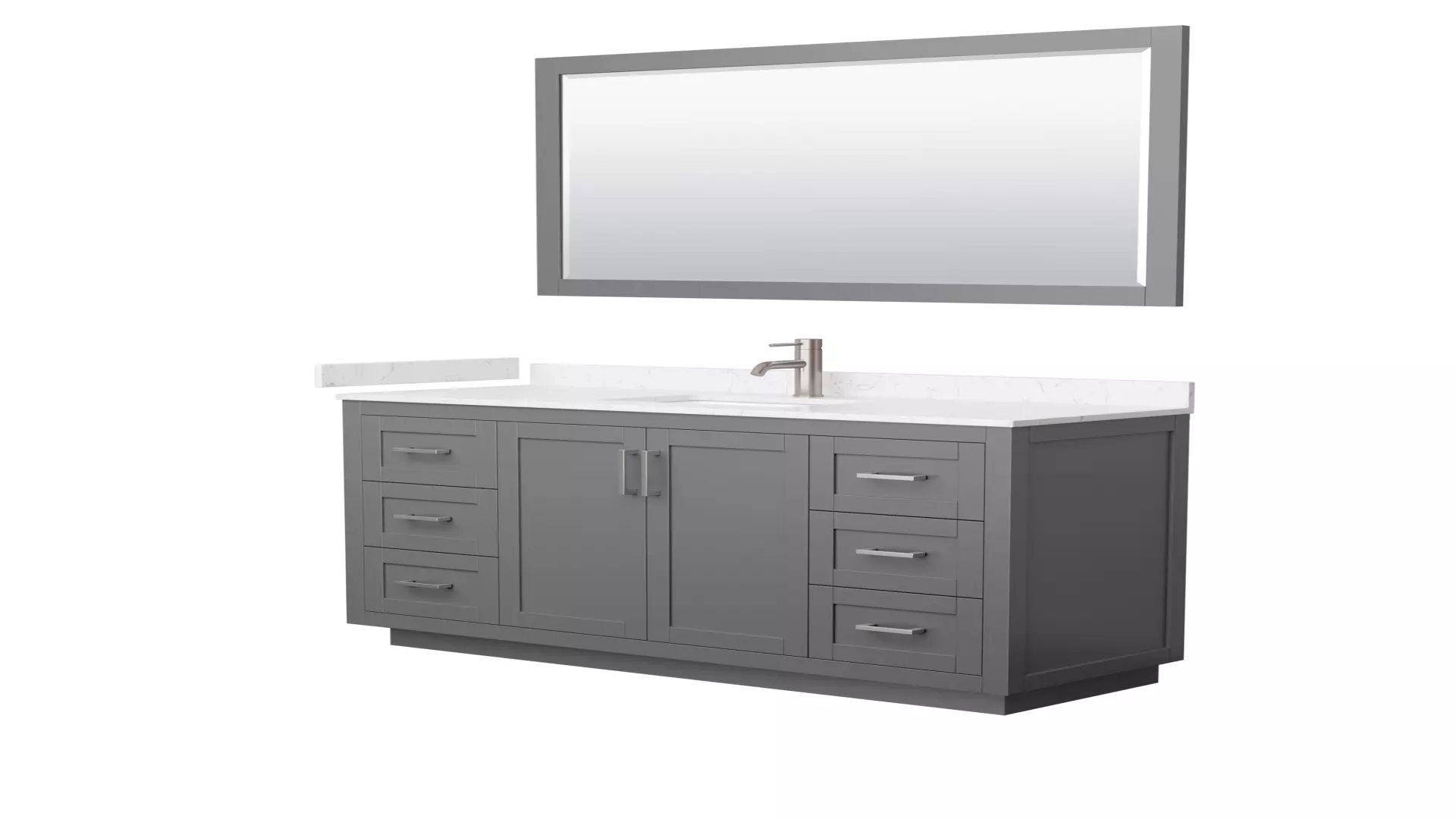Miranda 60 Inch Single Bathroom Vanity in Dark Gray, Carrara Cultured Marble Countertop, Undermount Square Sink, Brushed Nickel Trim, 58 Inch Mirror material