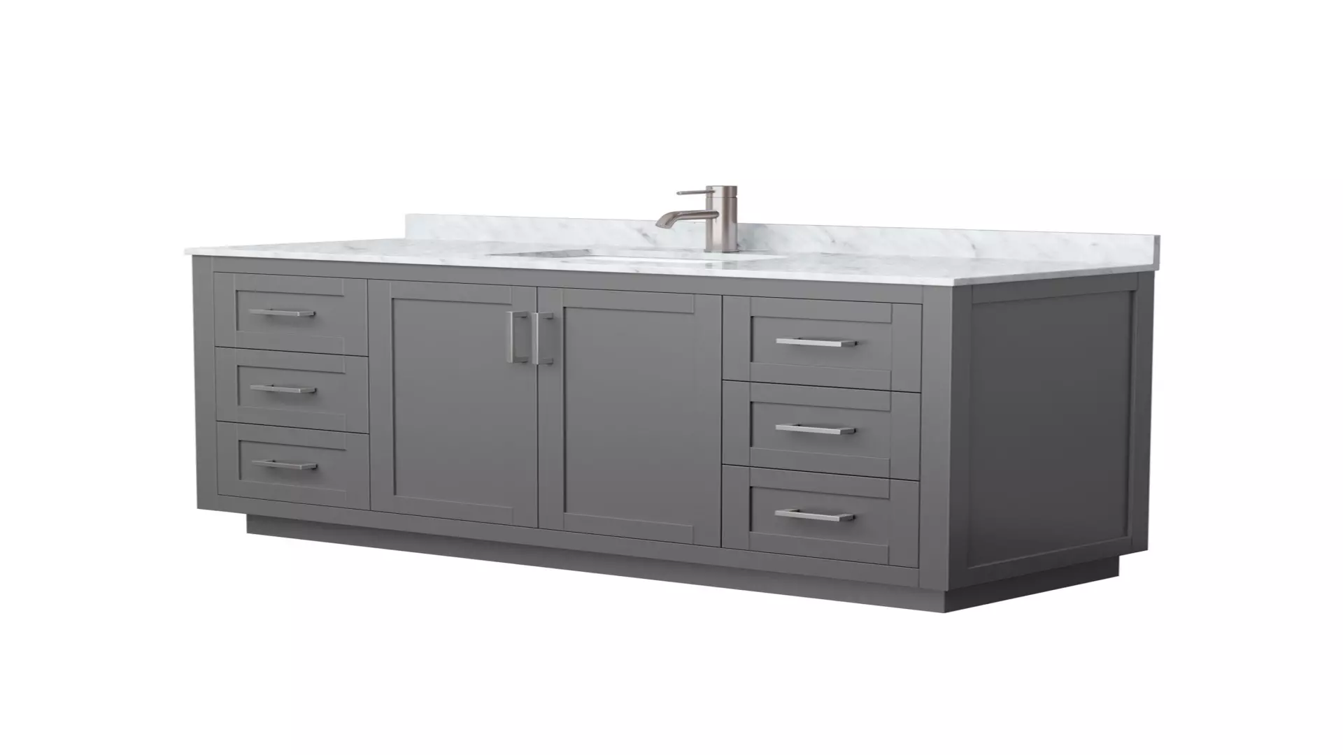Miranda 60 Inch Single Bathroom Vanity in Dark Gray, White Carrara Marble Countertop, Undermount Square Sink, Brushed Nickel Trim material