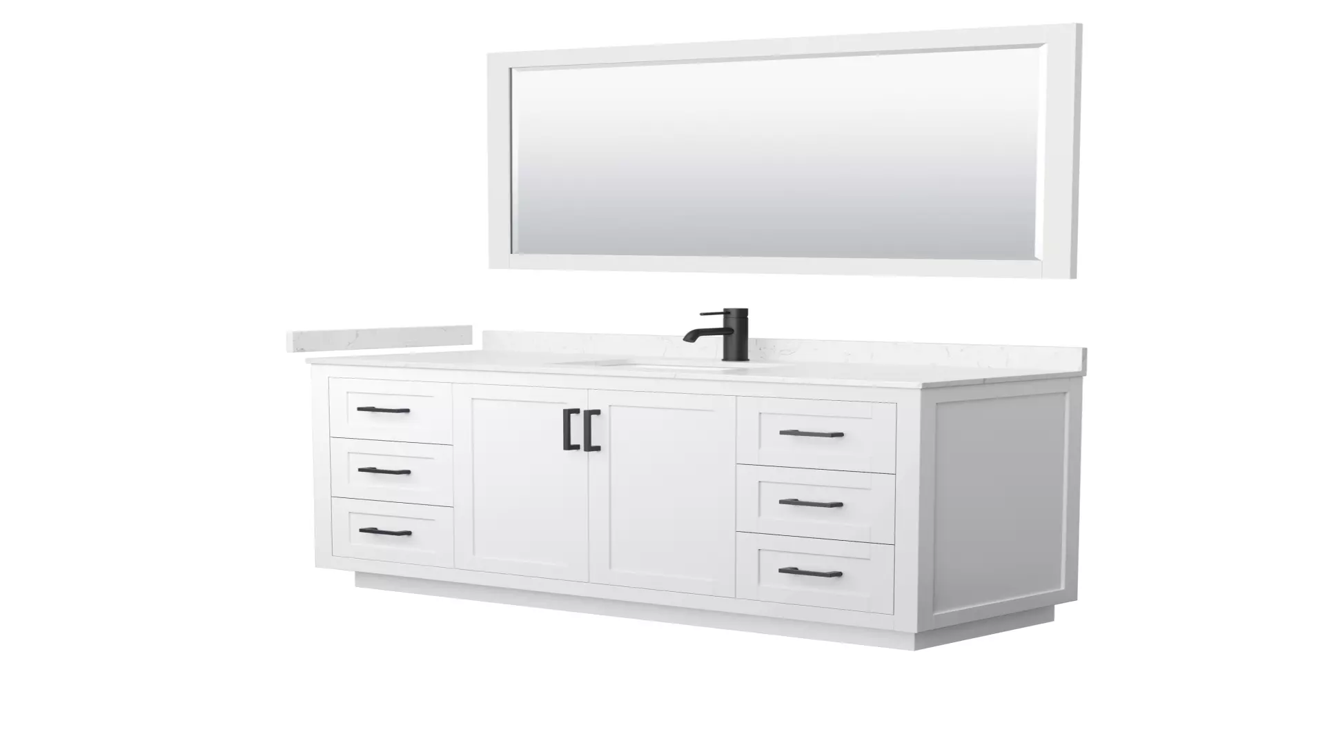 Miranda 60 Inch Single Bathroom Vanity in White, Carrara Cultured Marble Countertop, Undermount Square Sink, Matte Black Trim, 58 Inch Mirror material