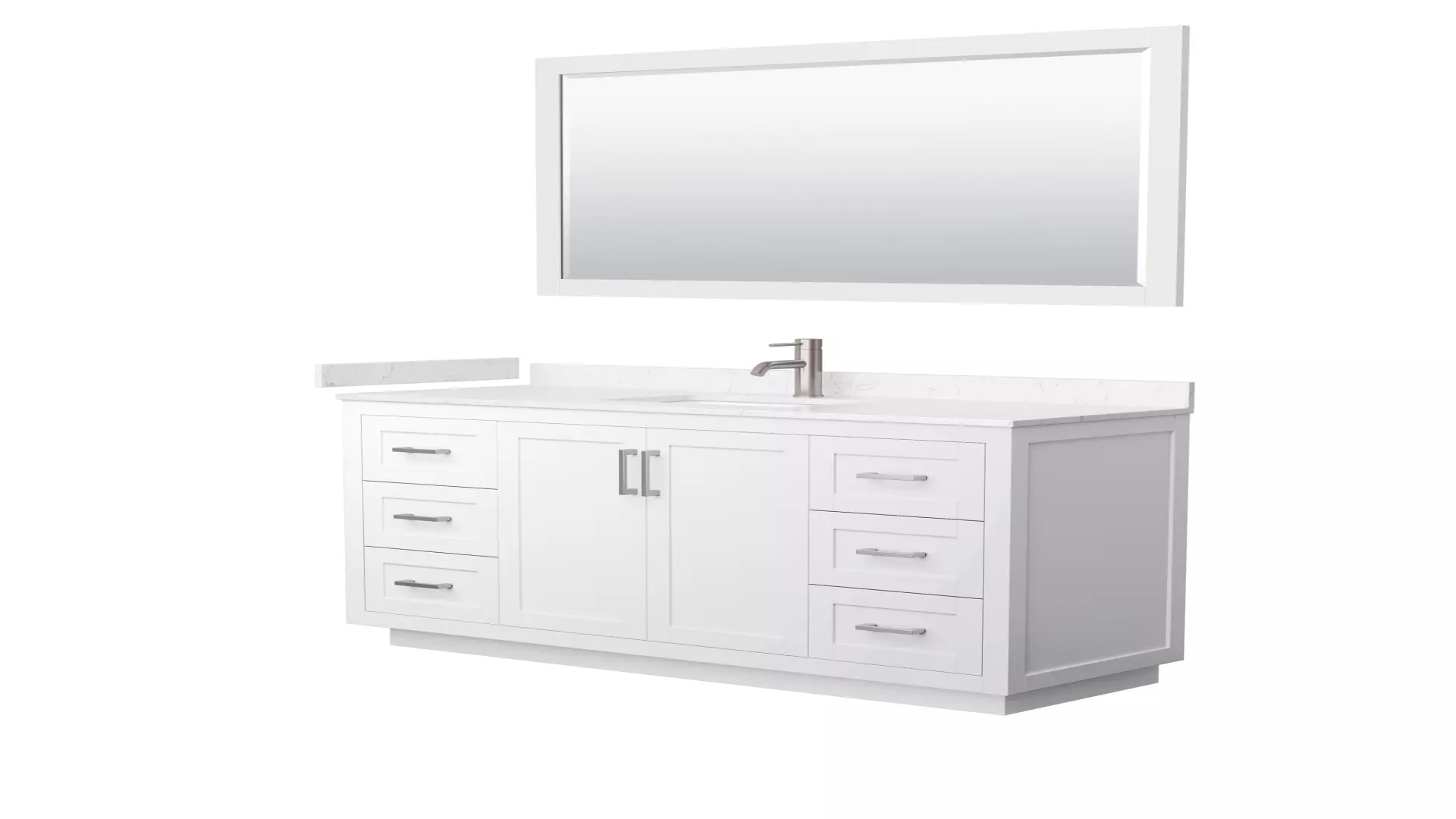 Miranda 60 Inch Single Bathroom Vanity in White, Carrara Cultured Marble Countertop, Undermount Square Sink, Brushed Nickel Trim, 58 Inch Mirror material