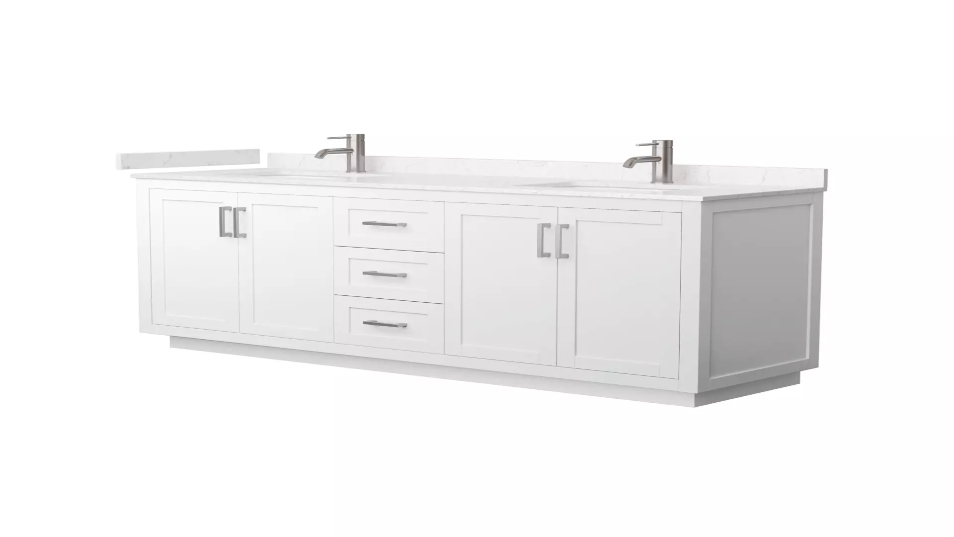 Miranda 72 Inch Double Bathroom Vanity in White, Carrara Cultured Marble Countertop, Undermount Square Sinks, Brushed Nickel Trim material