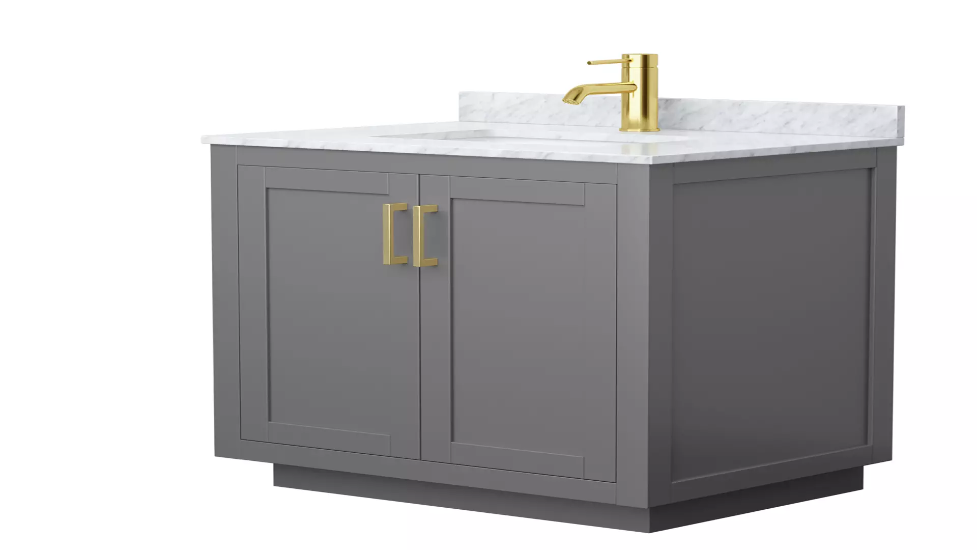 Miranda 30 Inch Single Bathroom Vanity in Dark Gray, White Carrara Marble Countertop, Undermount Square Sink, Brushed Gold Trim material