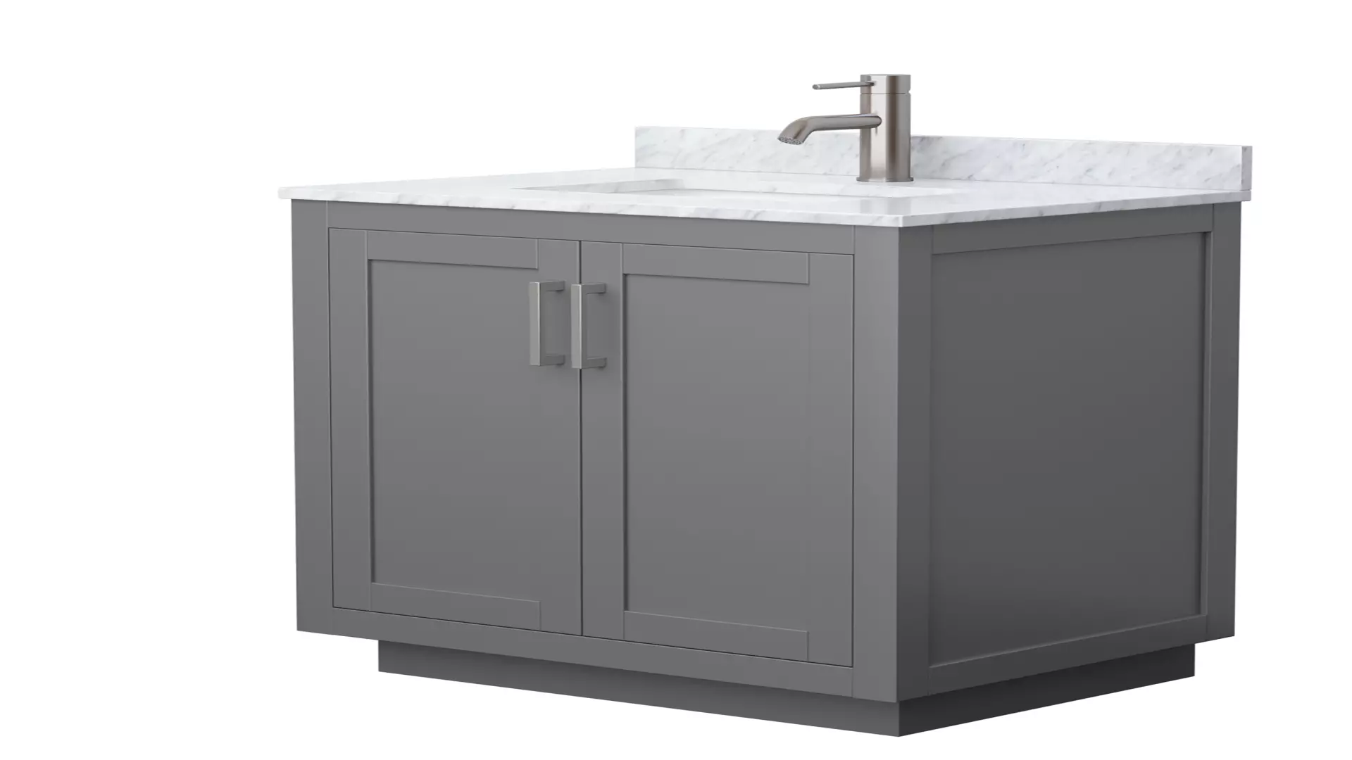 Miranda 30 Inch Single Bathroom Vanity in Dark Gray, White Carrara Marble Countertop, Undermount Square Sink, Brushed Nickel Trim material