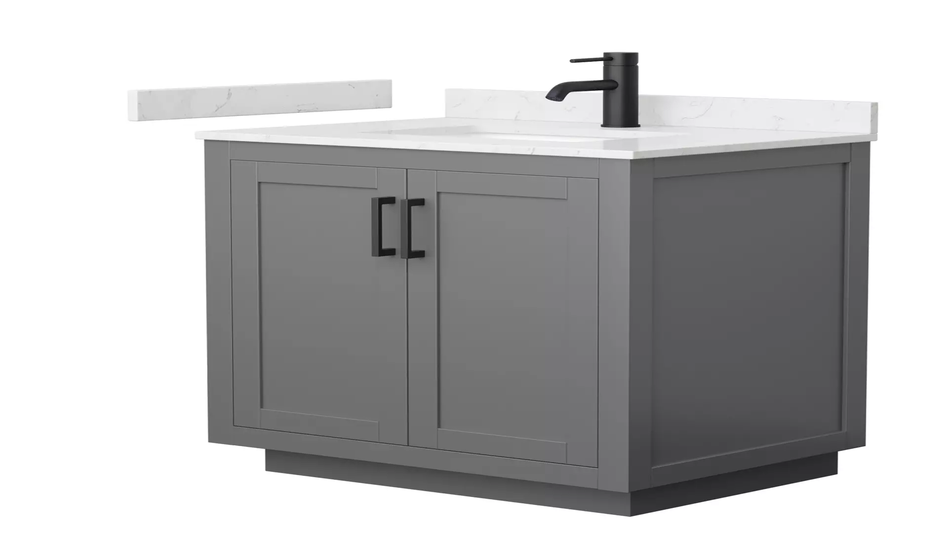 Miranda 30 Inch Single Bathroom Vanity in Dark Gray, Carrara Cultured Marble Countertop, Undermount Square Sink, Matte Black Trim material