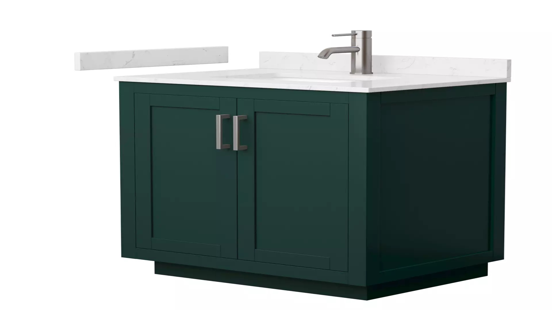 Miranda 30 Inch Single Bathroom Vanity in Green, Carrara Cultured Marble Countertop, Undermount Square Sink, Brushed Nickel Trim material