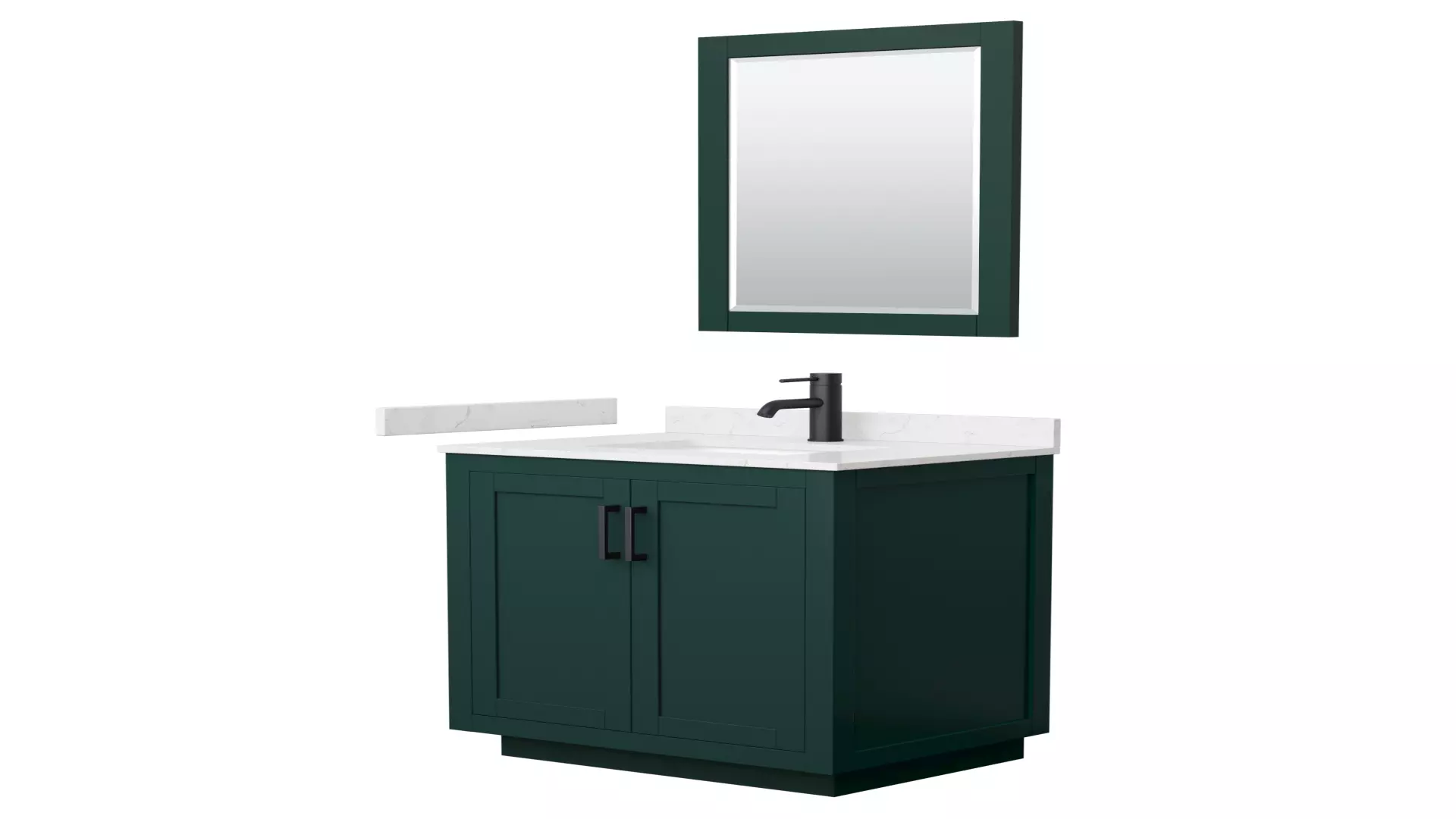 Miranda 30 Inch Single Bathroom Vanity in Green, Carrara Cultured Marble Countertop, Undermount Square Sink, Matte Black Trim, 24 Inch Mirror material
