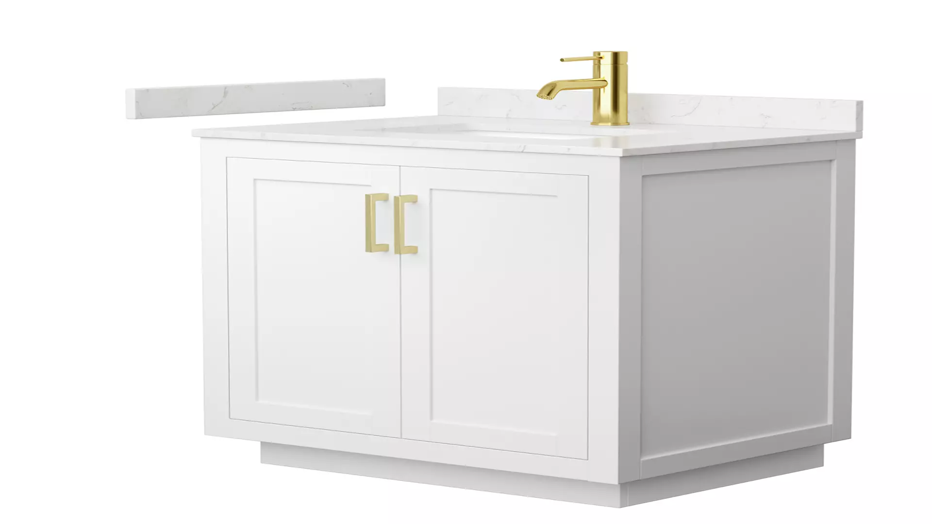 Miranda 30 Inch Single Bathroom Vanity in White, Carrara Cultured Marble Countertop, Undermount Square Sink, Brushed Gold Trim material