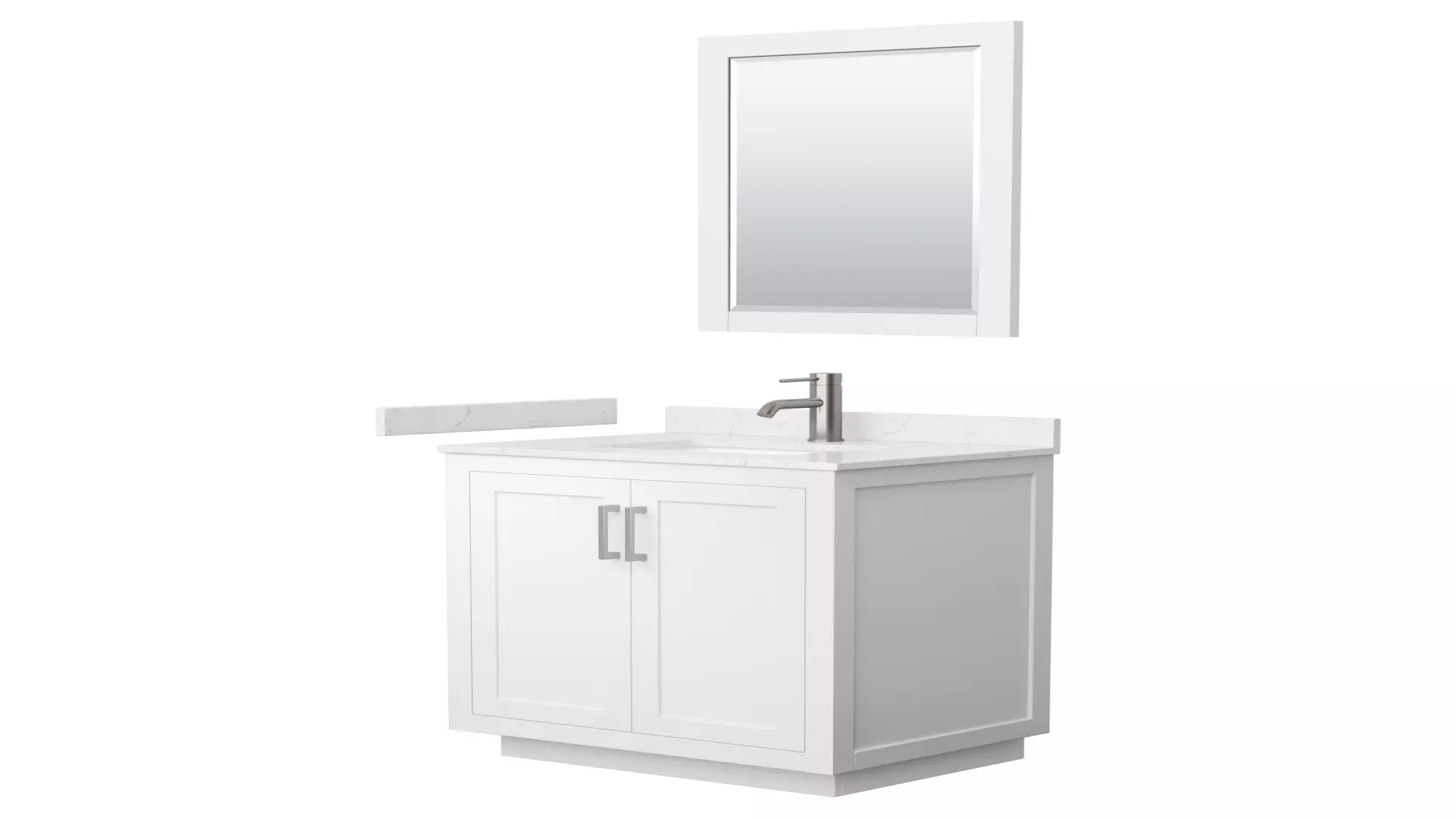 Miranda 30 Inch Single Bathroom Vanity in White, Carrara Cultured Marble Countertop, Undermount Square Sink, Brushed Nickel Trim, 24 Inch Mirror material