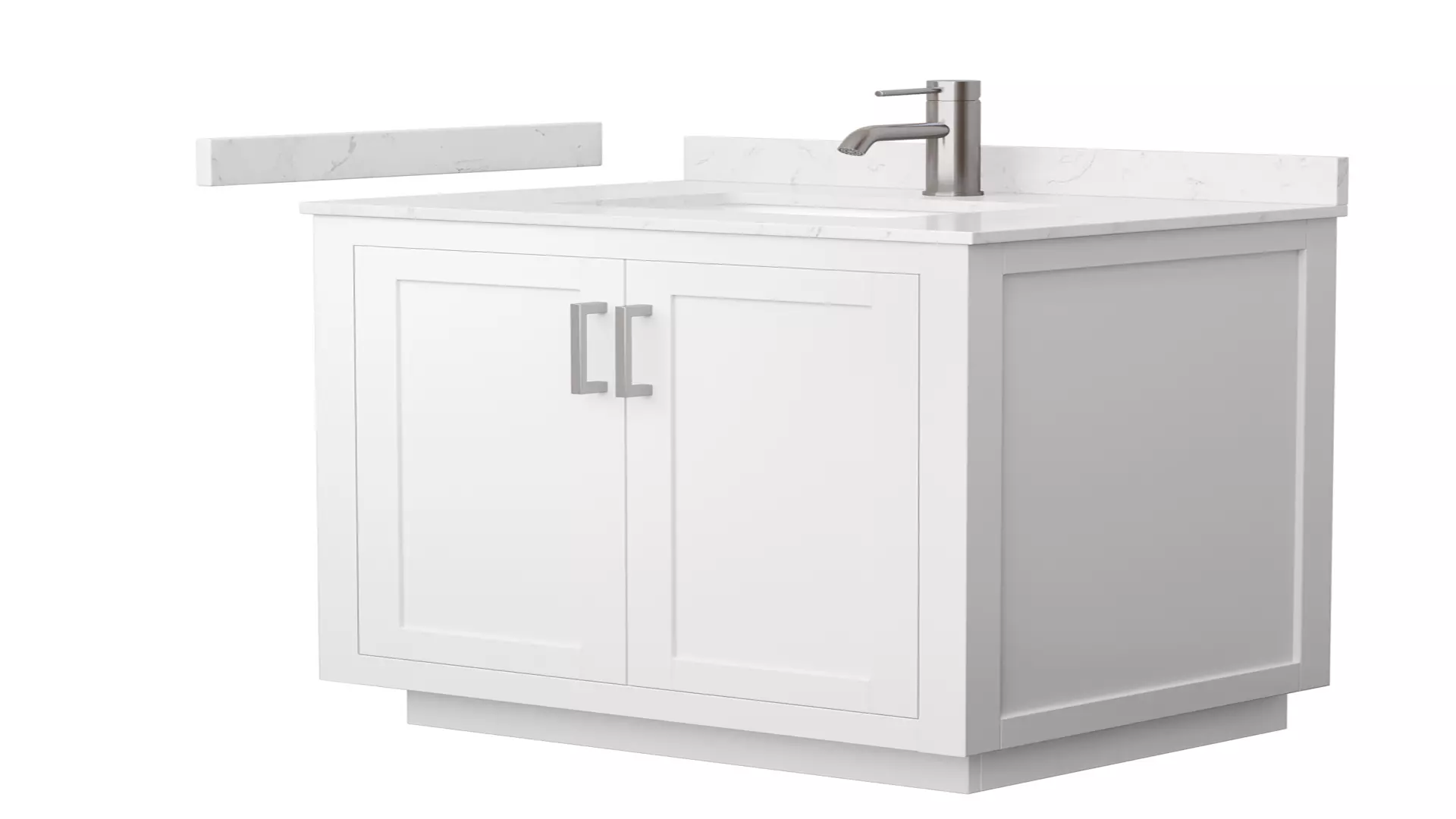 Miranda 30 Inch Single Bathroom Vanity in White, Carrara Cultured Marble Countertop, Undermount Square Sink, Brushed Nickel Trim material