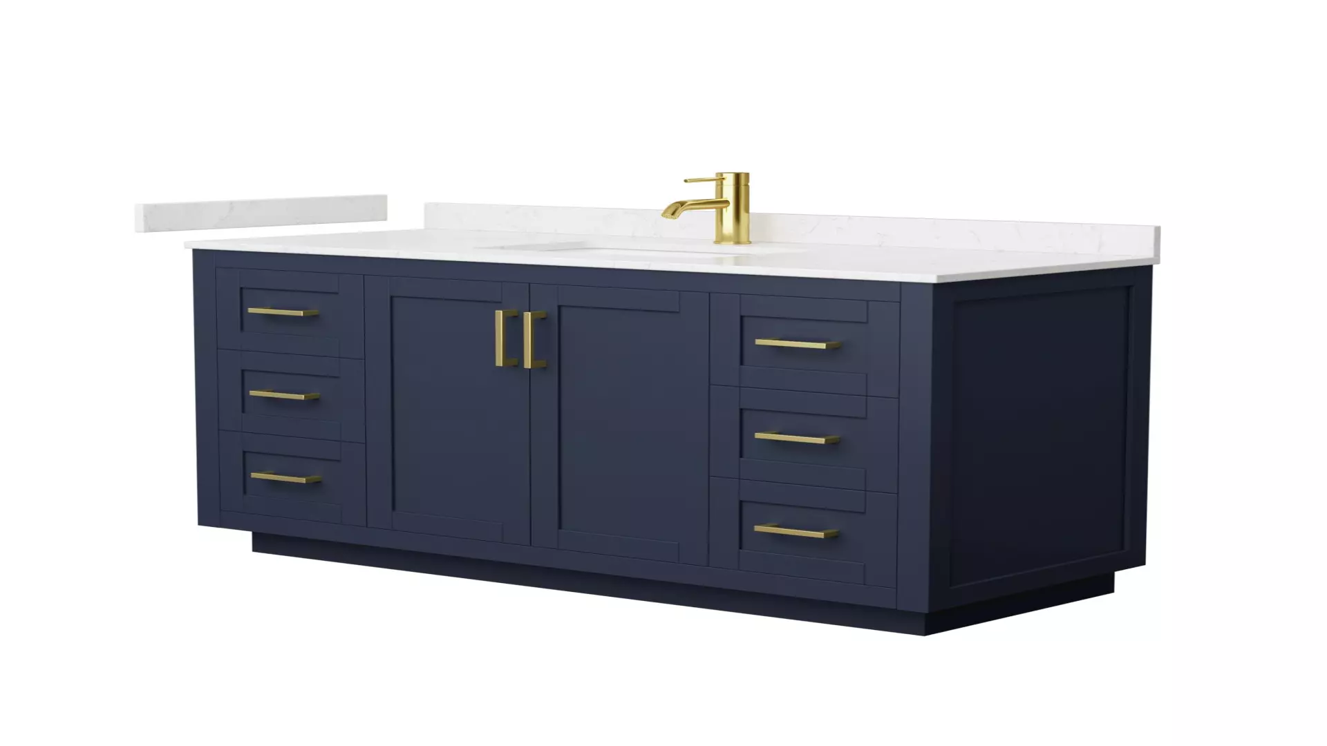 Miranda 54 Inch Single Bathroom Vanity in Dark Blue, Carrara Cultured Marble Countertop, Undermount Square Sink, Brushed Gold Trim material