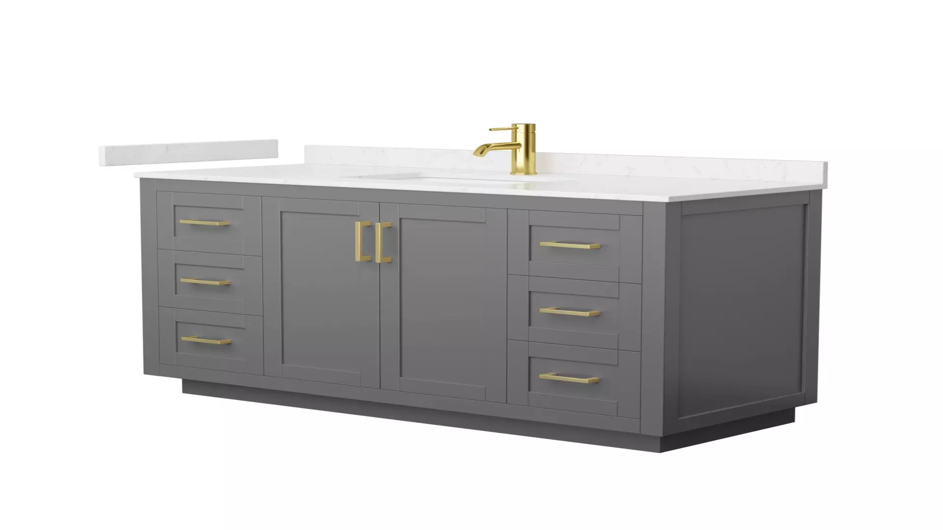 Miranda 54 Inch Single Bathroom Vanity in Dark Gray, Carrara Cultured Marble Countertop, Undermount Square Sink, Brushed Gold Trim material