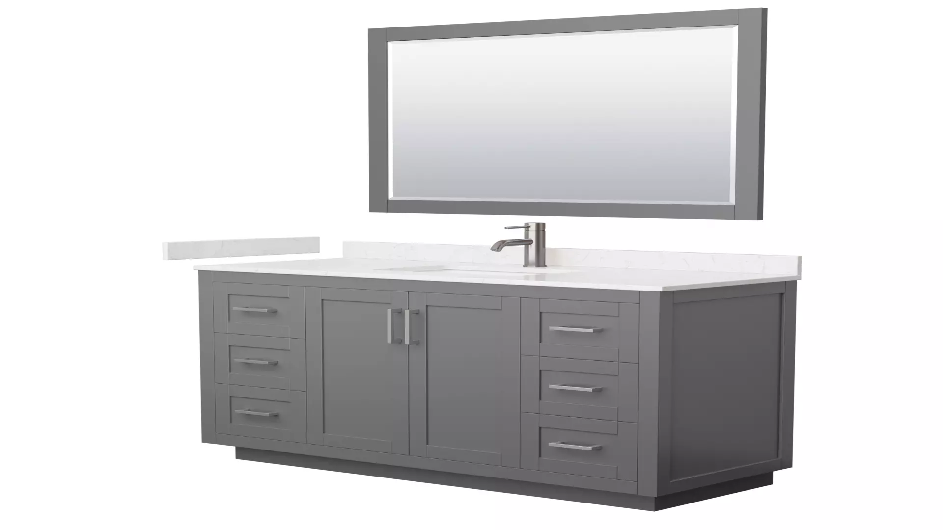 Miranda 54 Inch Single Bathroom Vanity in Dark Gray, Carrara Cultured Marble Countertop, Undermount Square Sink, Brushed Nickel Trim, 46 Inch Mirror material