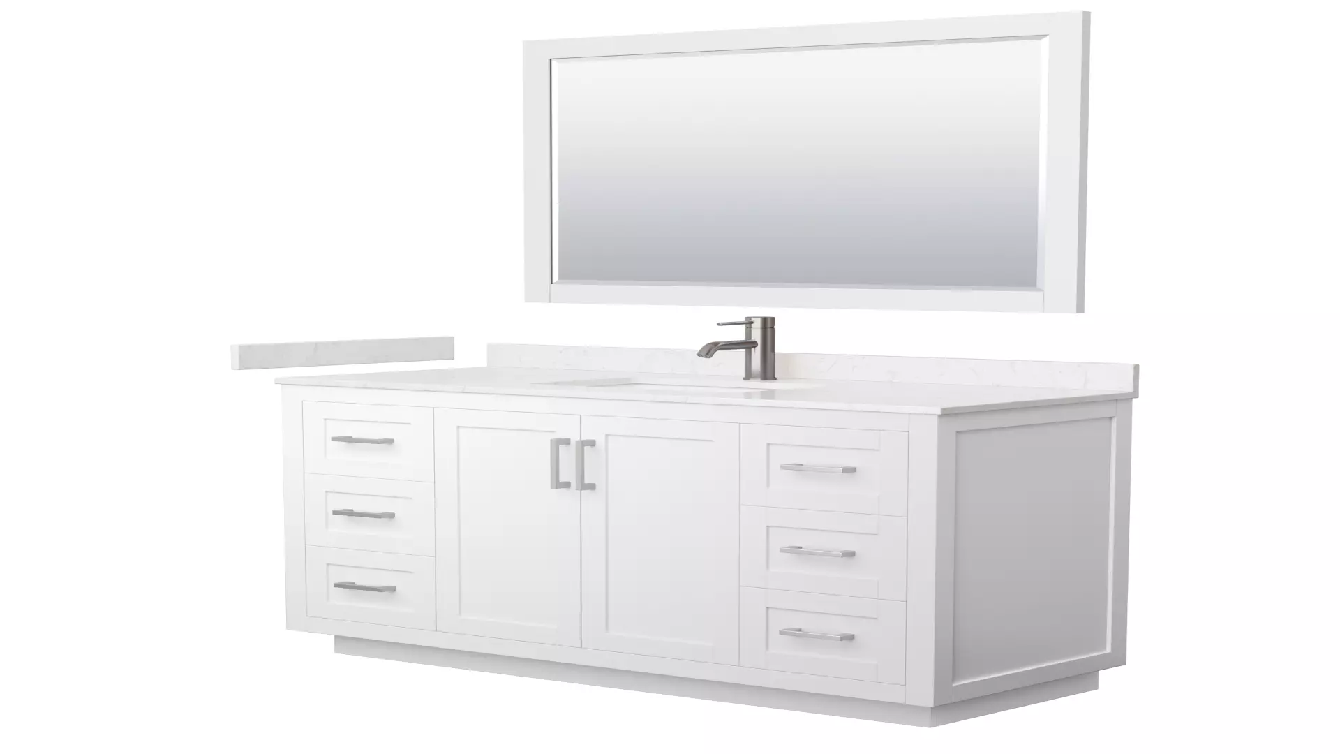Miranda 54 Inch Single Bathroom Vanity in White, Carrara Cultured Marble Countertop, Undermount Square Sink, Brushed Nickel Trim, 46 Inch Mirror material