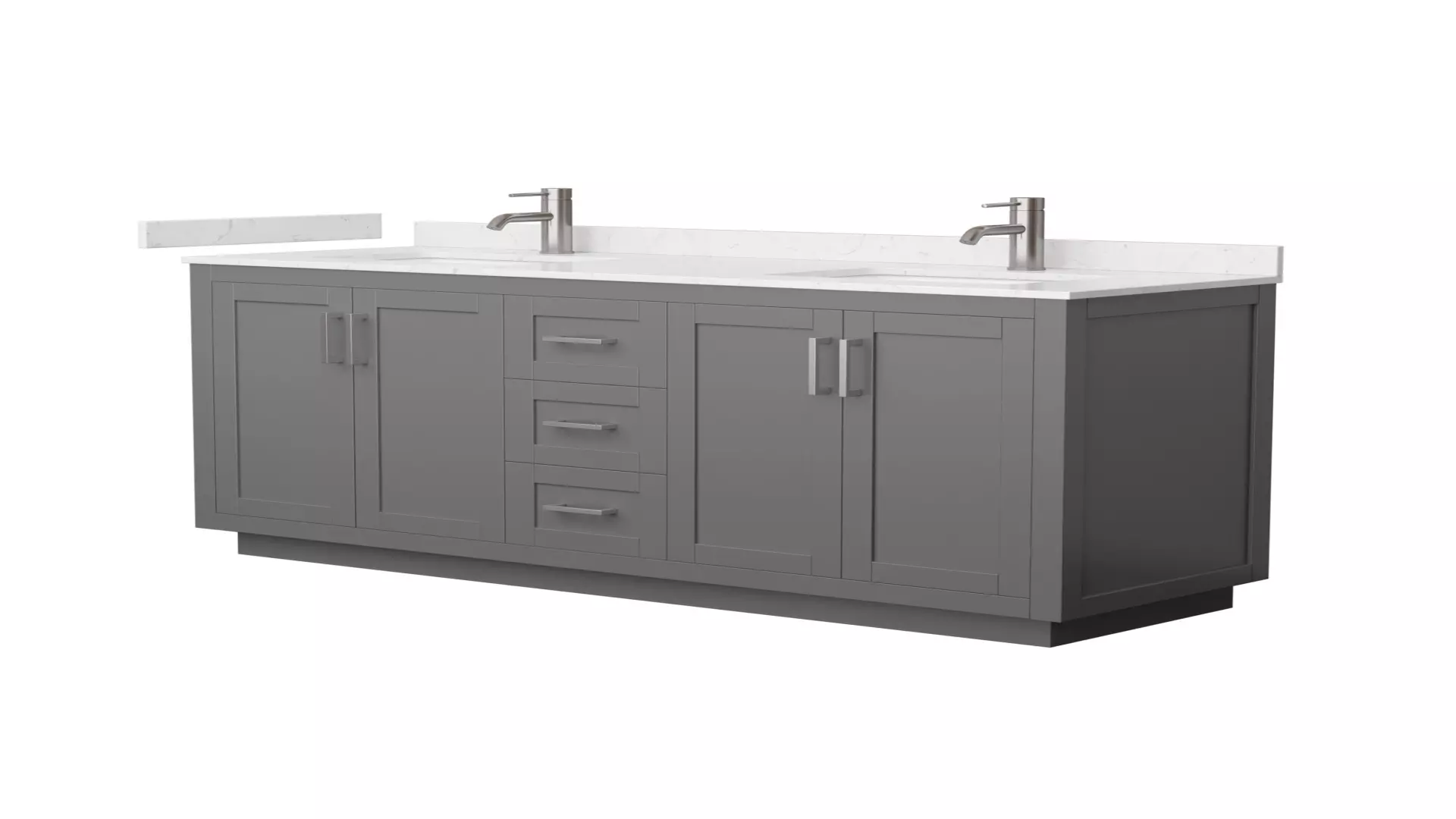Miranda 66 Inch Double Bathroom Vanity in Dark Gray, Carrara Cultured Marble Countertop, Undermount Square Sinks, Brushed Nickel Trim material