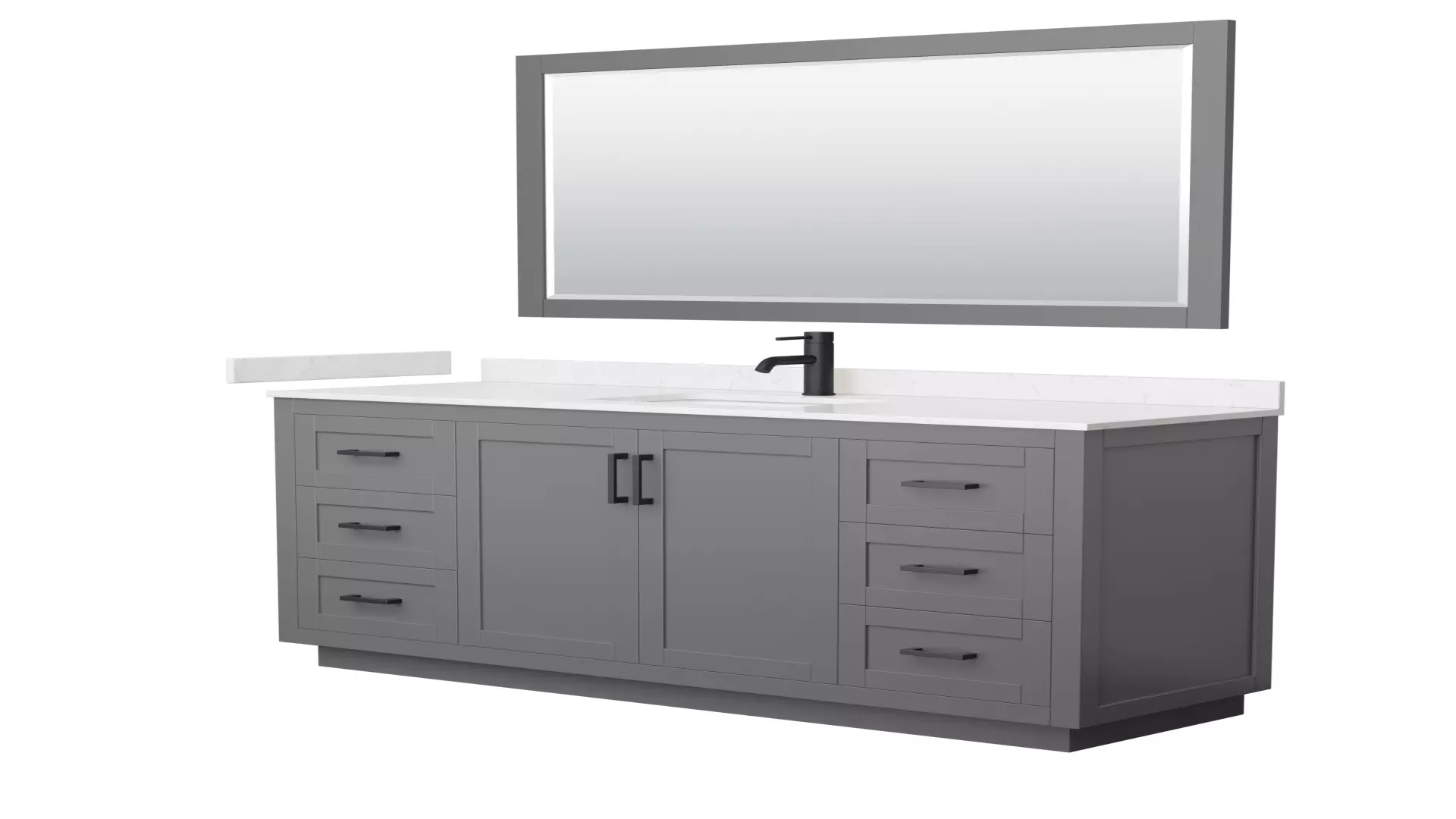 Miranda 66 Inch Single Bathroom Vanity in Dark Gray, Carrara Cultured Marble Countertop, Undermount Square Sink, Matte Black Trim, 58 Inch Mirror material