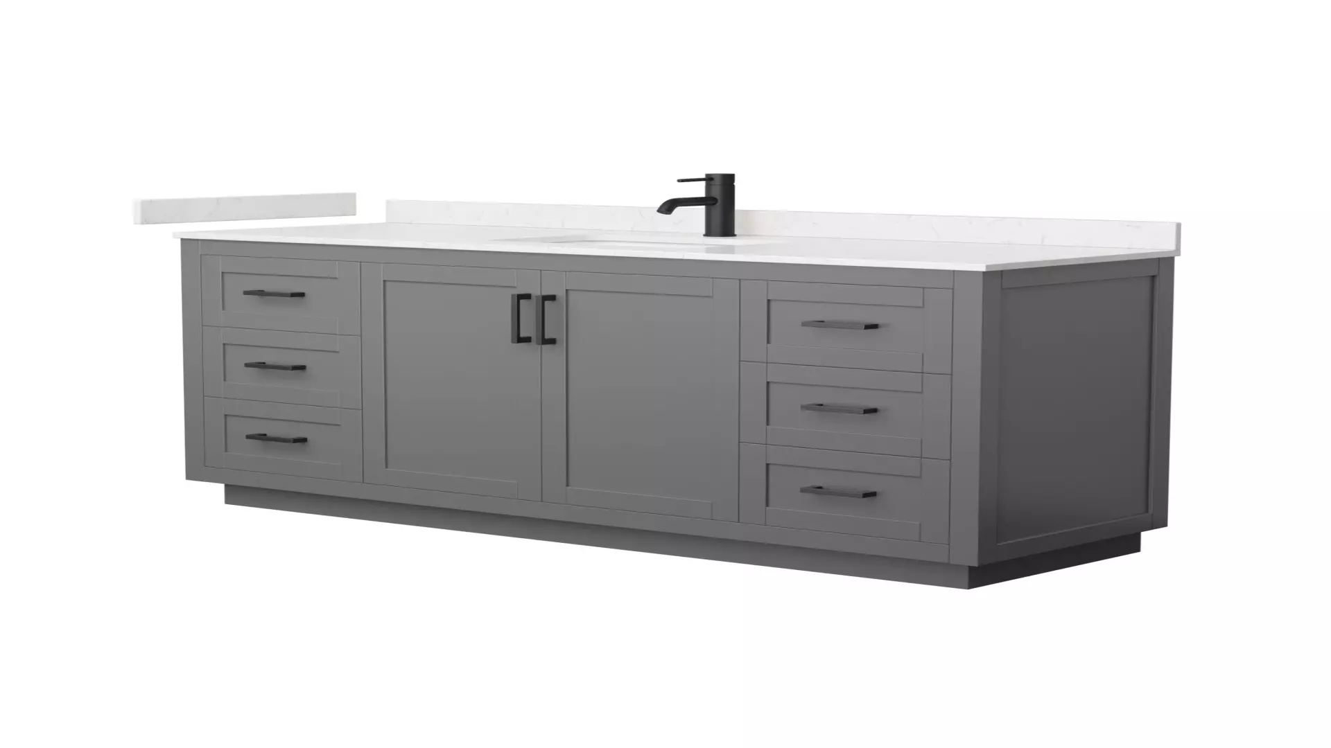 Miranda 66 Inch Single Bathroom Vanity in Dark Gray, Carrara Cultured Marble Countertop, Undermount Square Sink, Matte Black Trim material