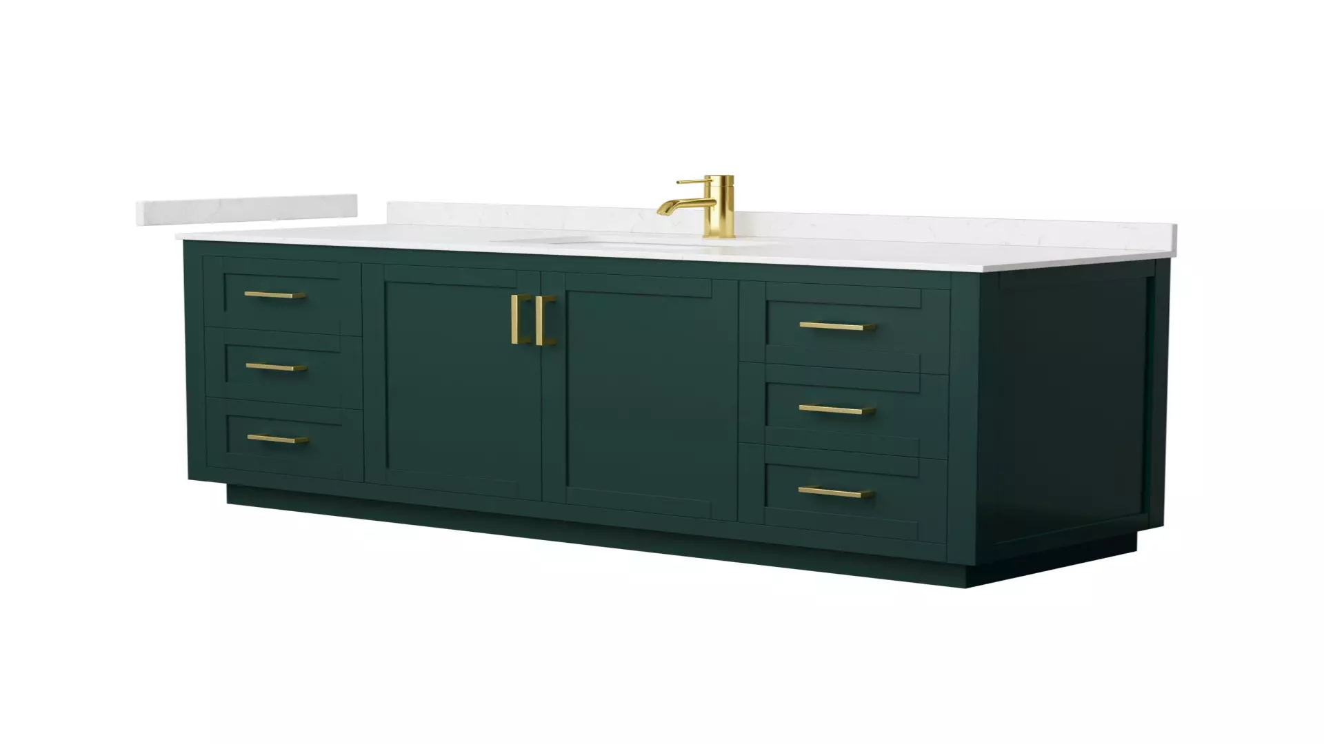 Miranda 66 Inch Single Bathroom Vanity in Green, Carrara Cultured Marble Countertop, Undermount Square Sink, Brushed Gold Trim material
