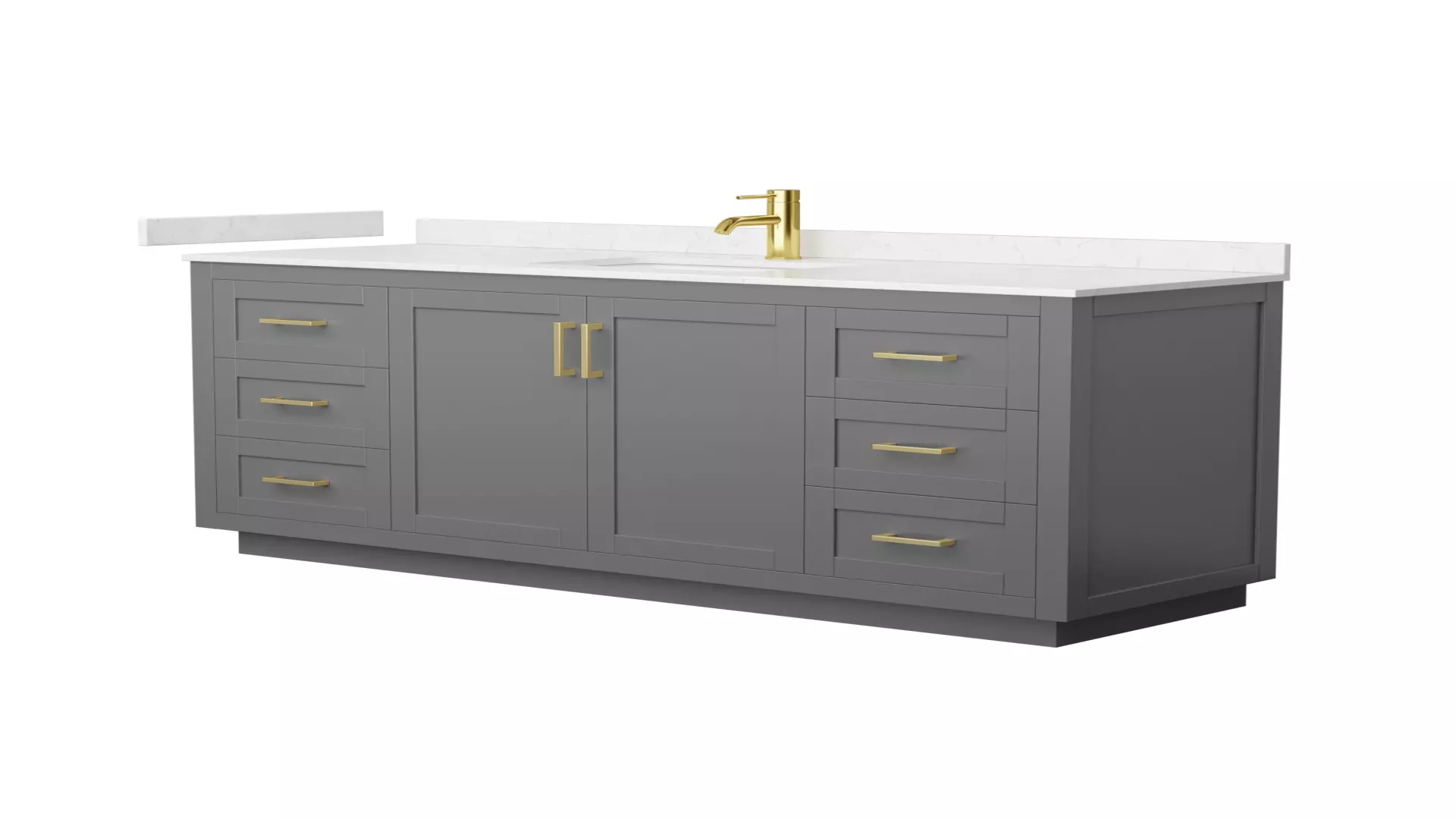 Miranda 66 Inch Single Bathroom Vanity in Dark Gray, Carrara Cultured Marble Countertop, Undermount Square Sink, Brushed Gold Trim material