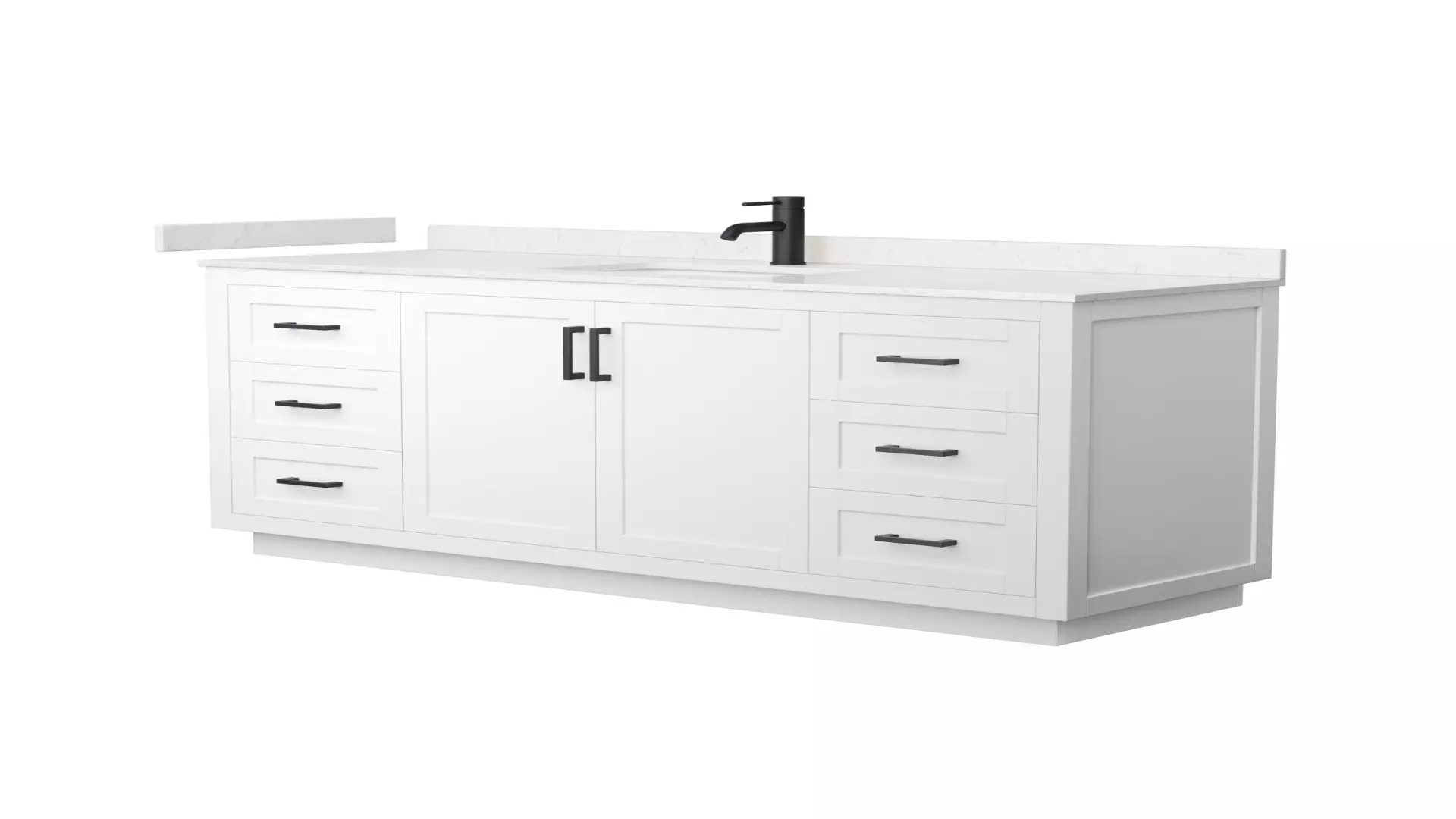 Miranda 66 Inch Single Bathroom Vanity in White, Carrara Cultured Marble Countertop, Undermount Square Sink, Matte Black Trim material