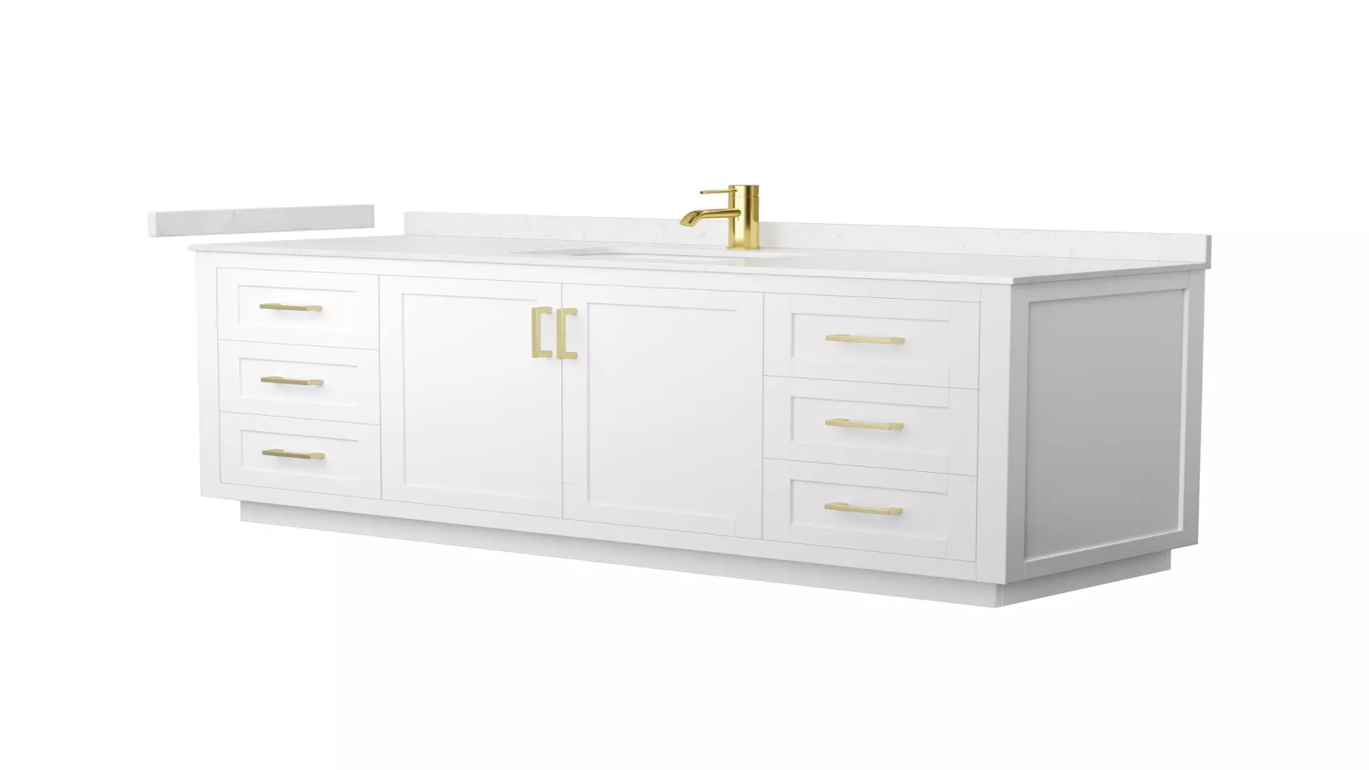 Miranda 66 Inch Single Bathroom Vanity in White, Carrara Cultured Marble Countertop, Undermount Square Sink, Brushed Gold Trim material