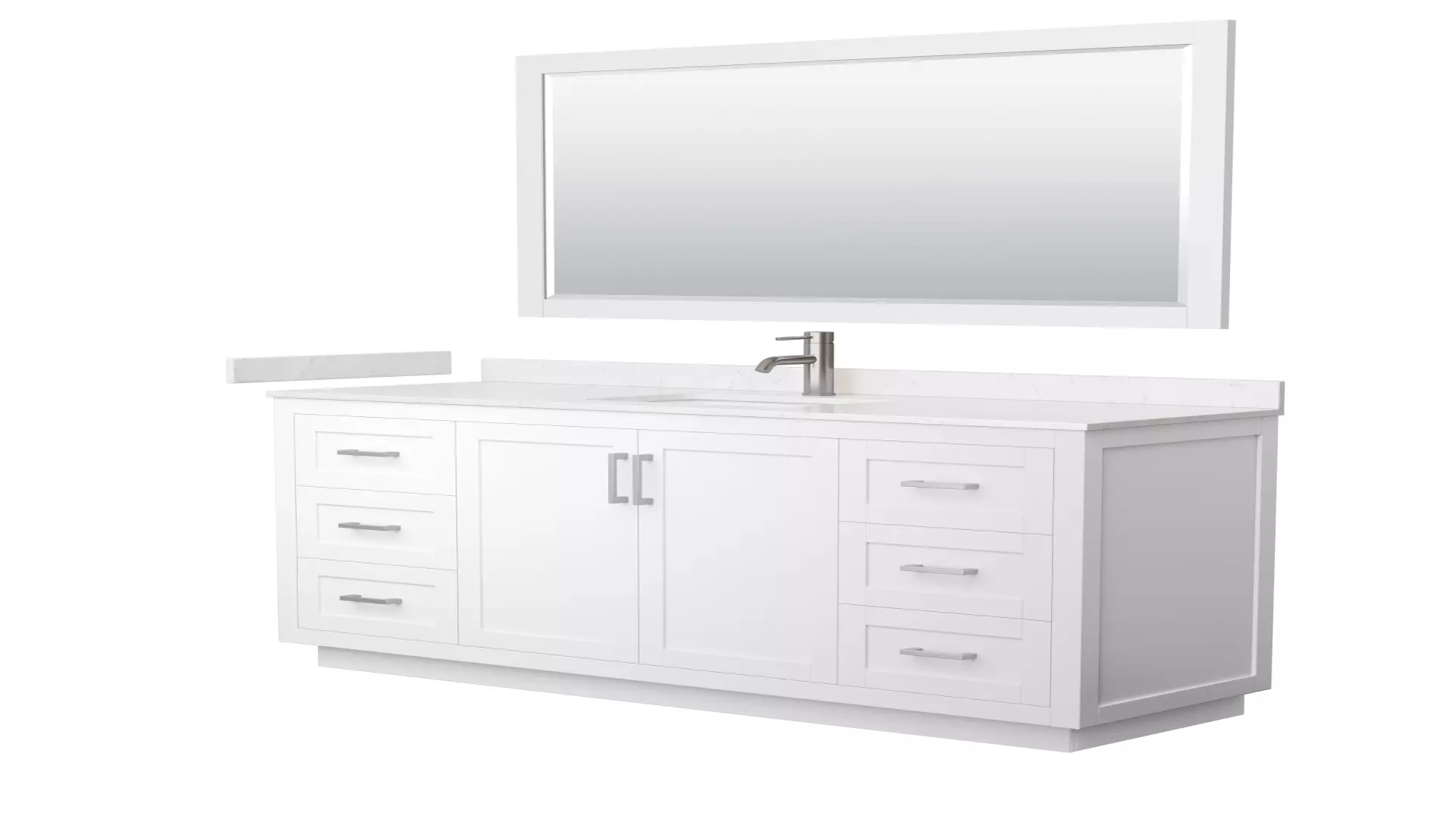 Miranda 66 Inch Single Bathroom Vanity in White, Carrara Cultured Marble Countertop, Undermount Square Sink, Brushed Nickel Trim, 58 Inch Mirror material