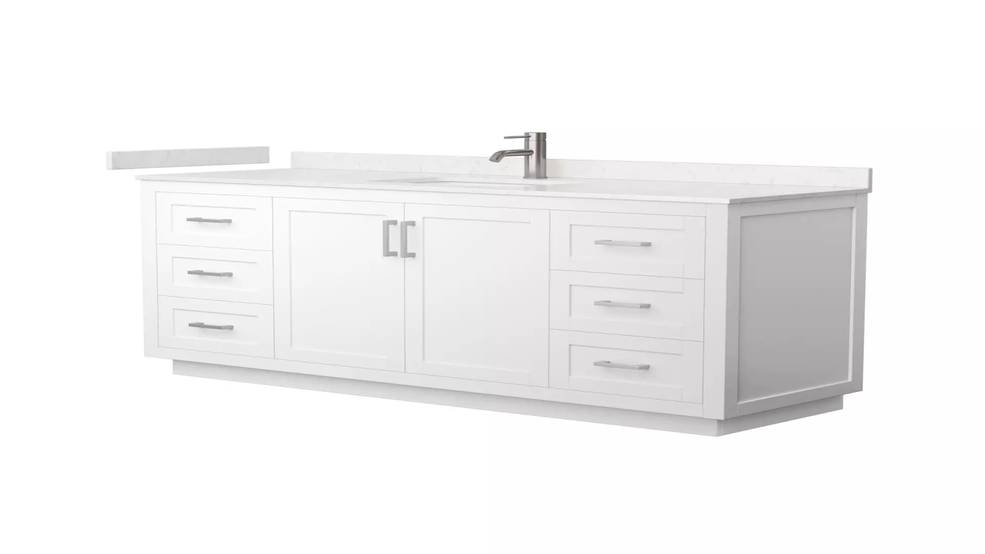 Miranda 66 Inch Single Bathroom Vanity in White, Carrara Cultured Marble Countertop, Undermount Square Sink, Brushed Nickel Trim material