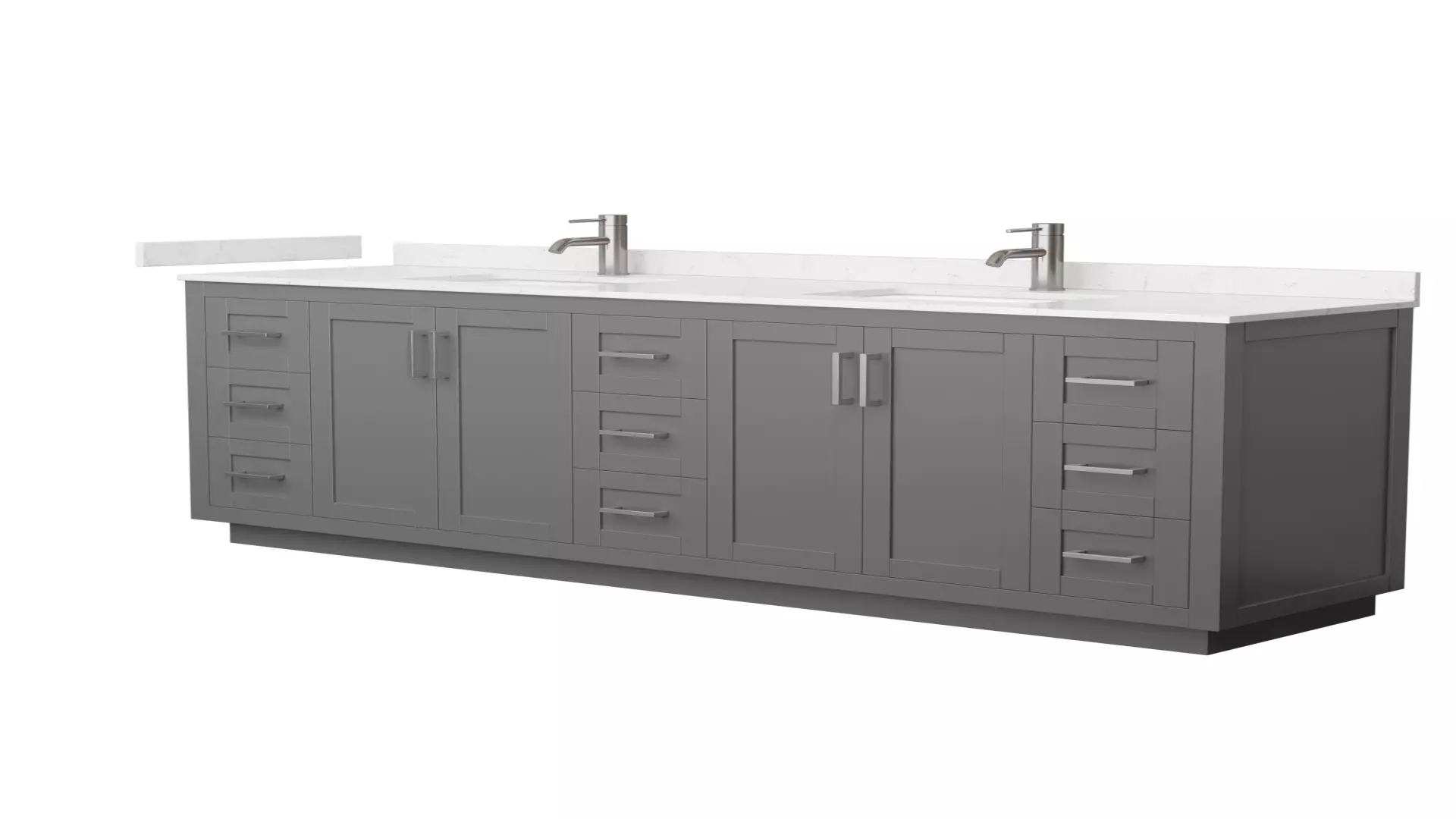 Miranda 84 Inch Double Bathroom Vanity in Dark Gray, Carrara Cultured Marble Countertop, Undermount Square Sinks, Brushed Nickel Trim material
