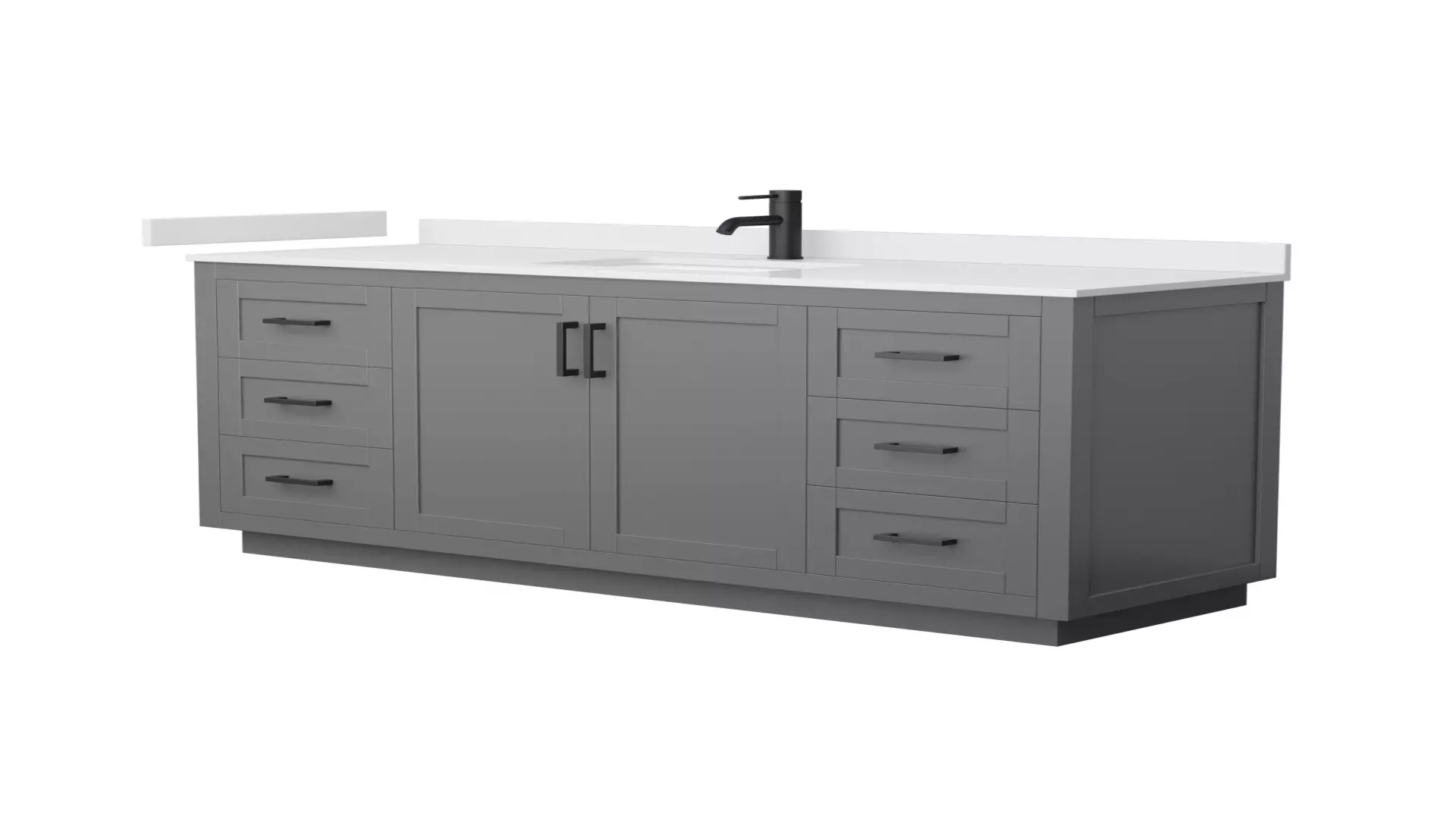Miranda 66 Inch Single Bathroom Vanity in Dark Gray, White Cultured Marble Countertop, Undermount Square Sink, Matte Black Trim material